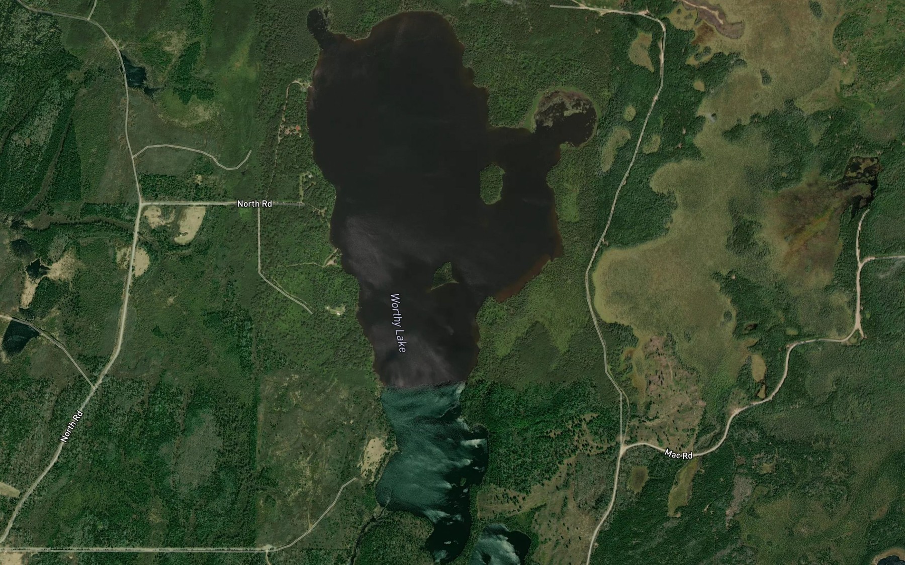 Satellite map of the Worthy Lake