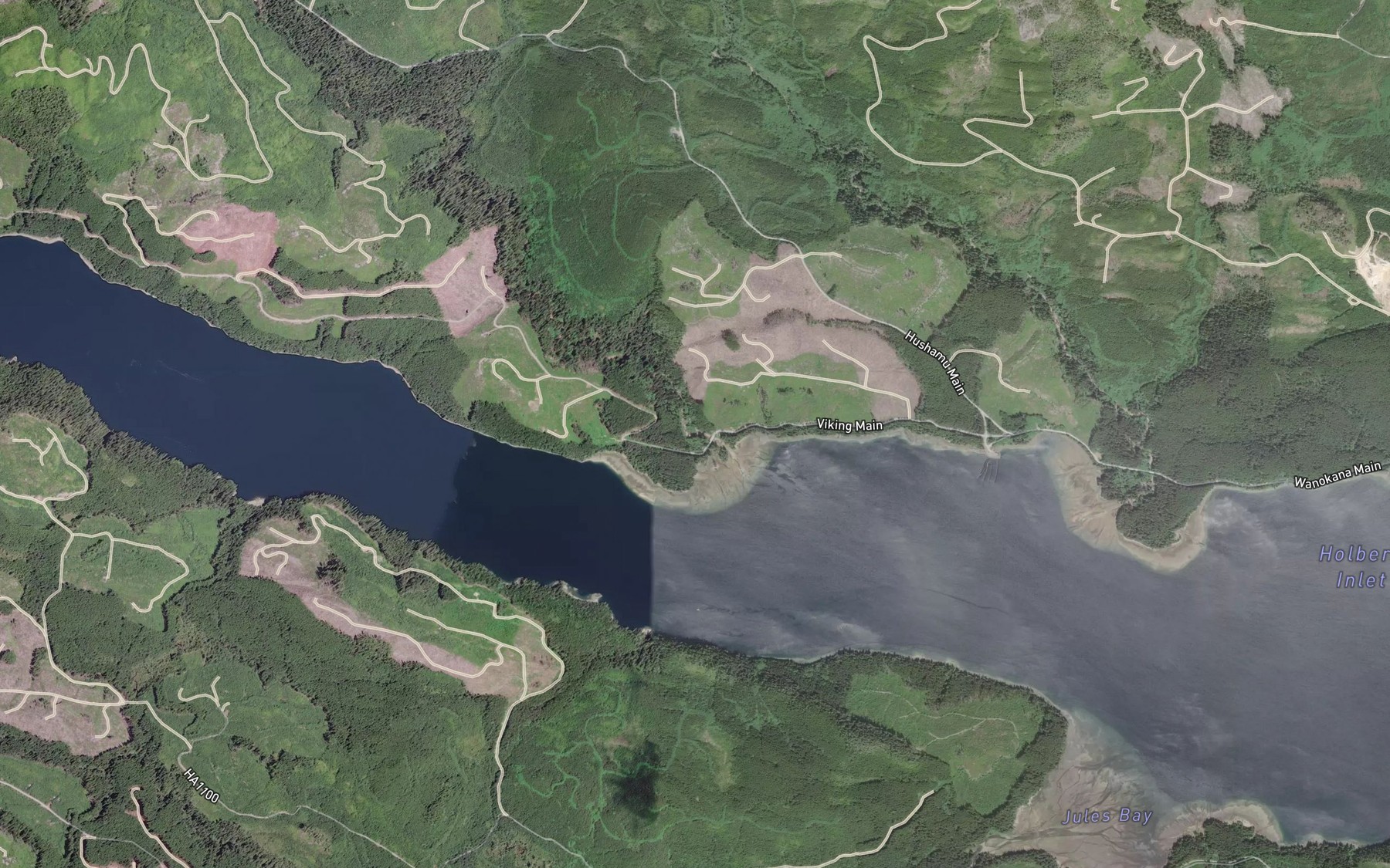 Satellite map of the Hushamu Creek