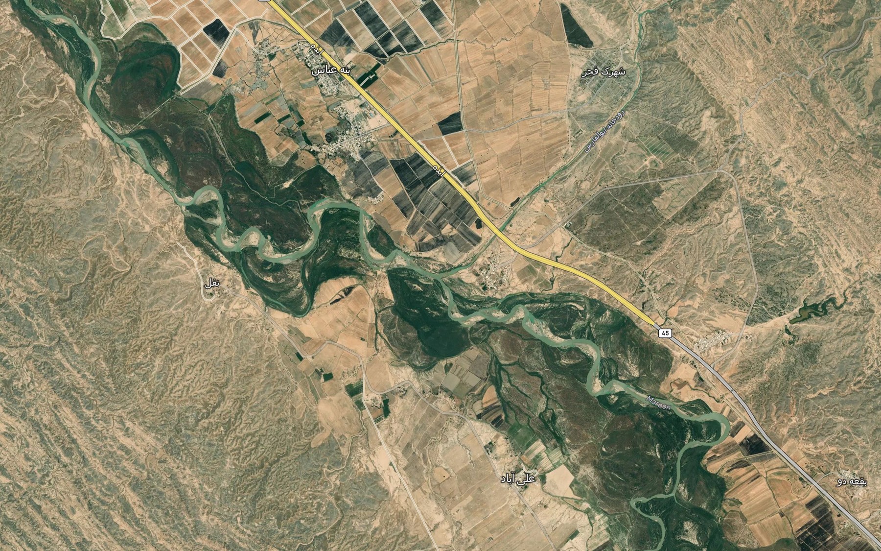 Satellite map of the Rudkhaneh-ye Abu ol Fares