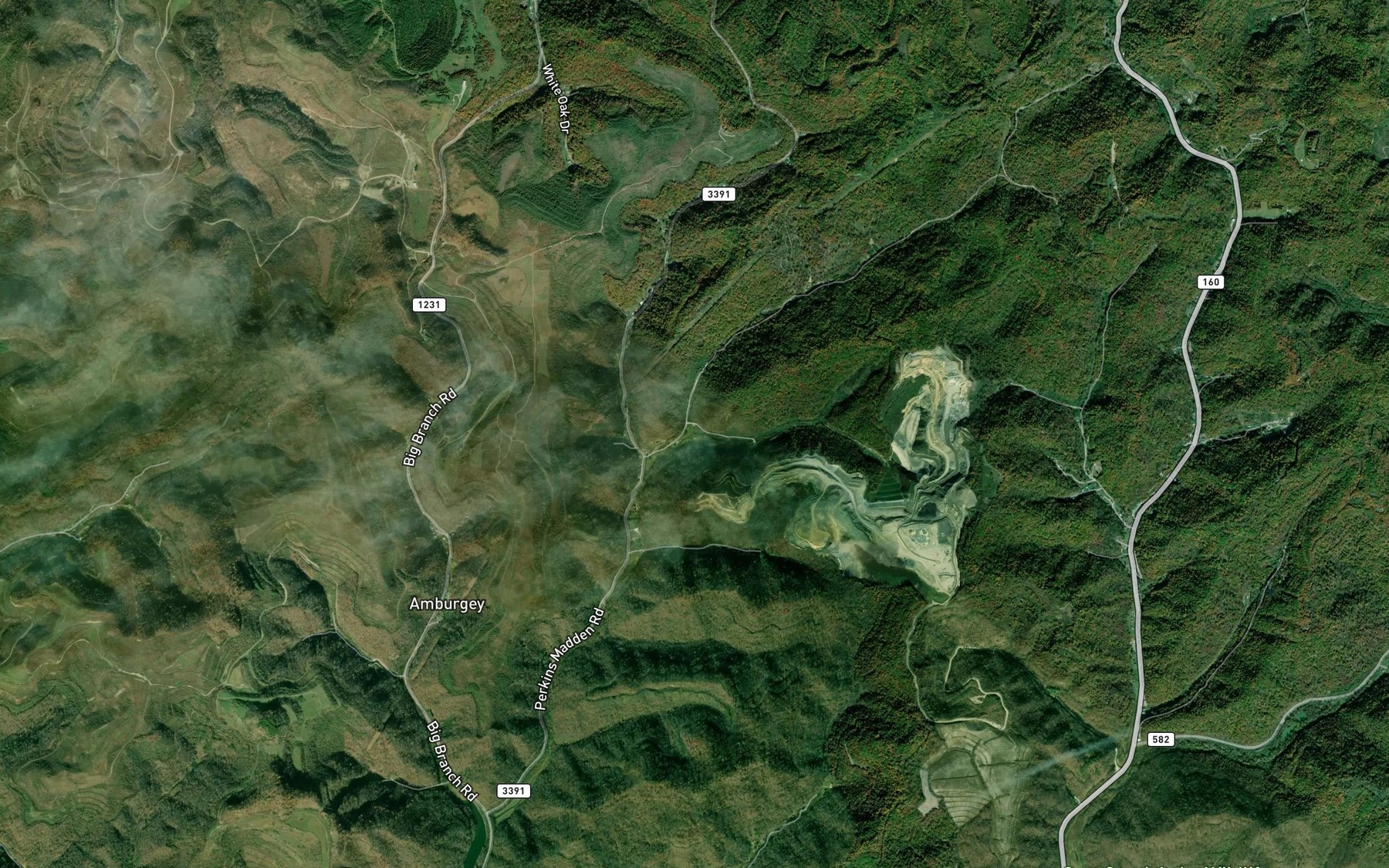 Satellite map of the Alum Cave Branch
