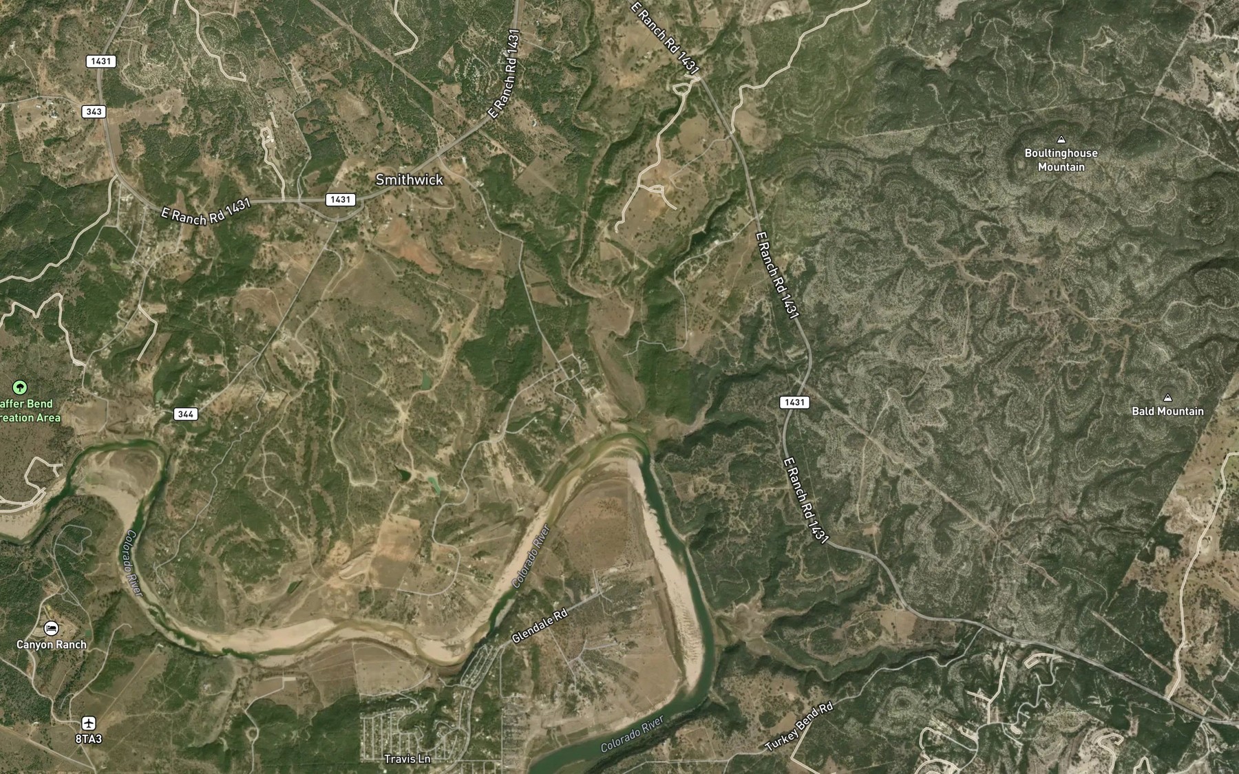 Satellite map of the Hickory Creek