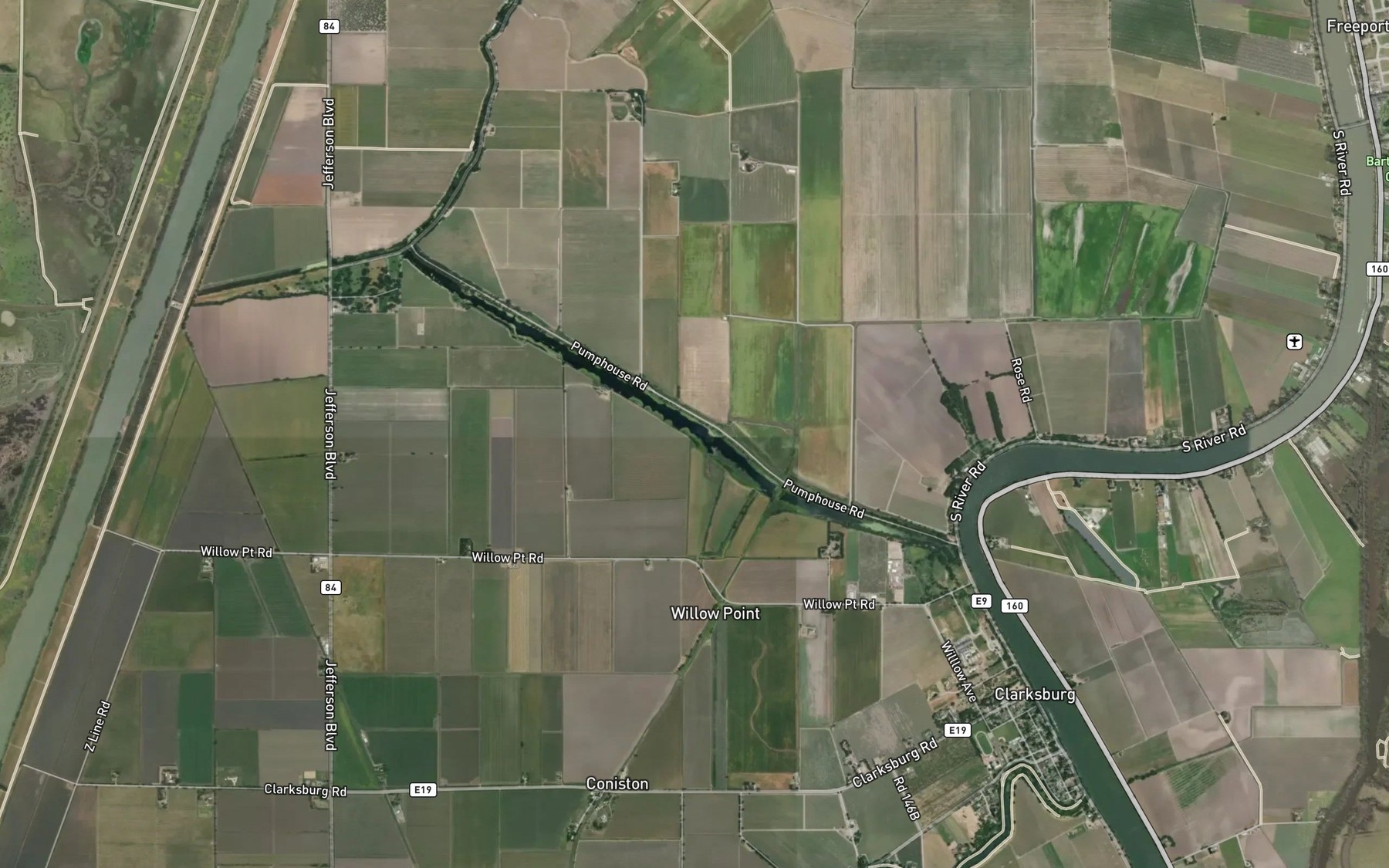 Satellite map of the Winchester Lake