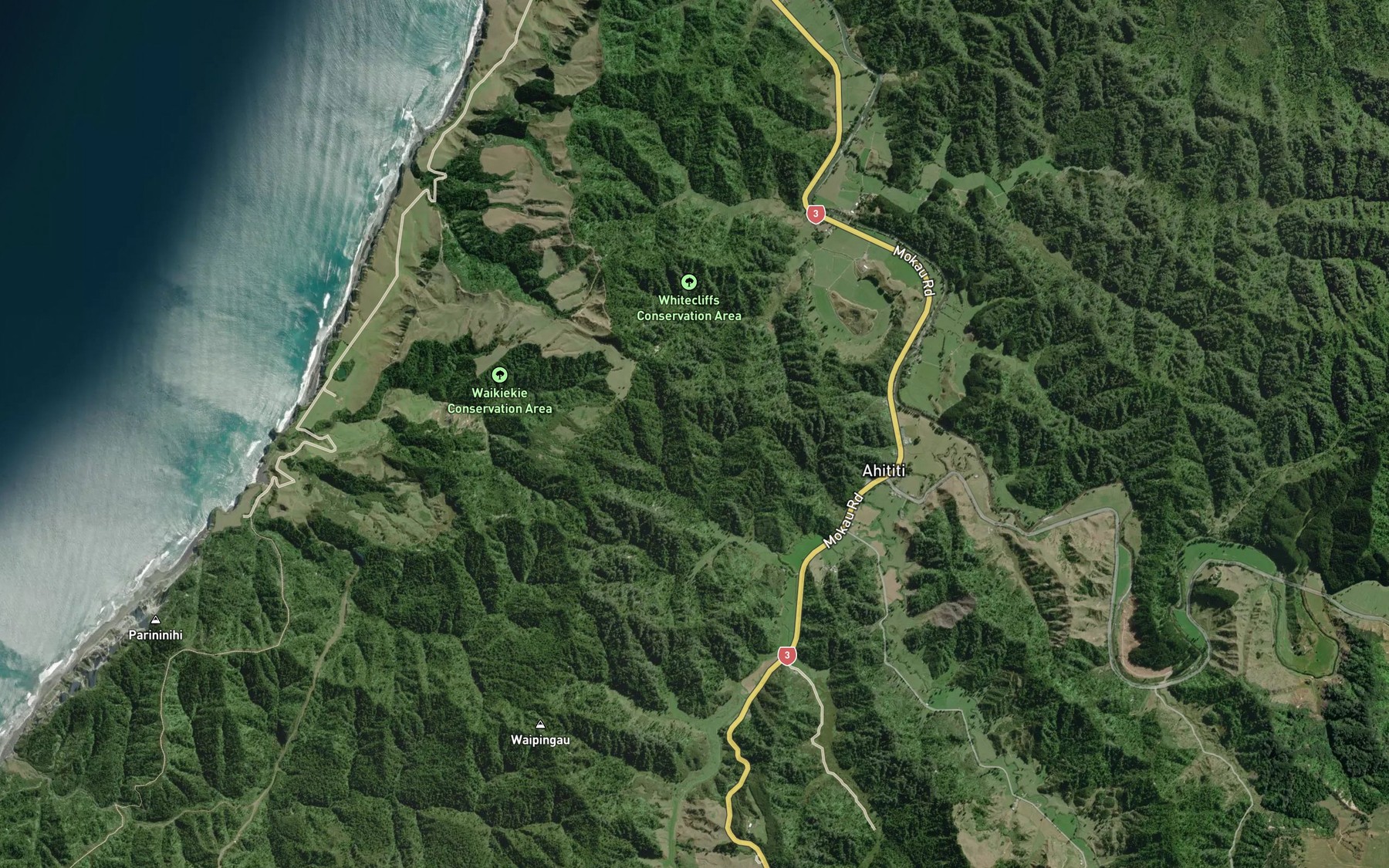 Satellite map of the Waioiotawa Stream