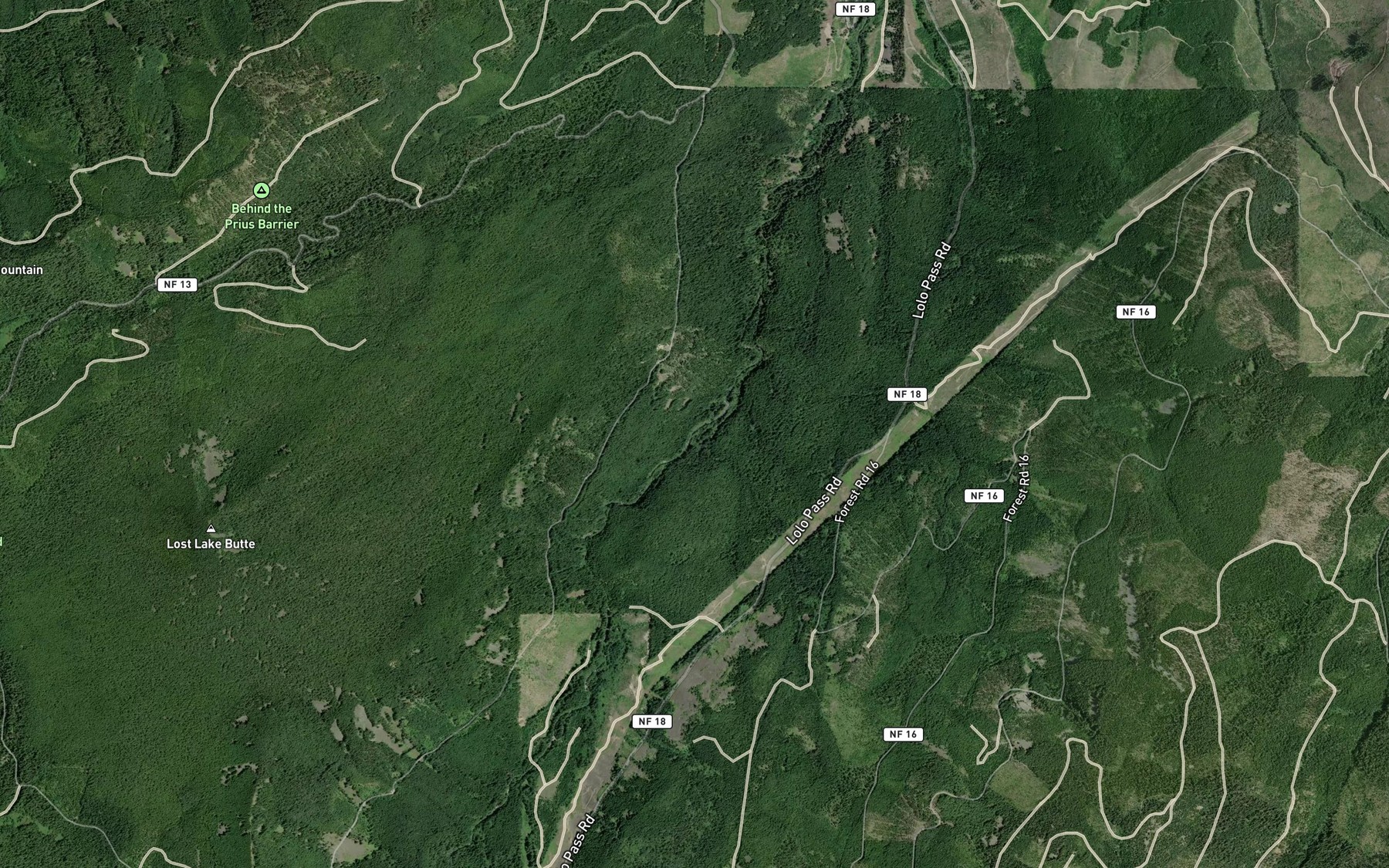 Satellite map of the Tumbledown Creek