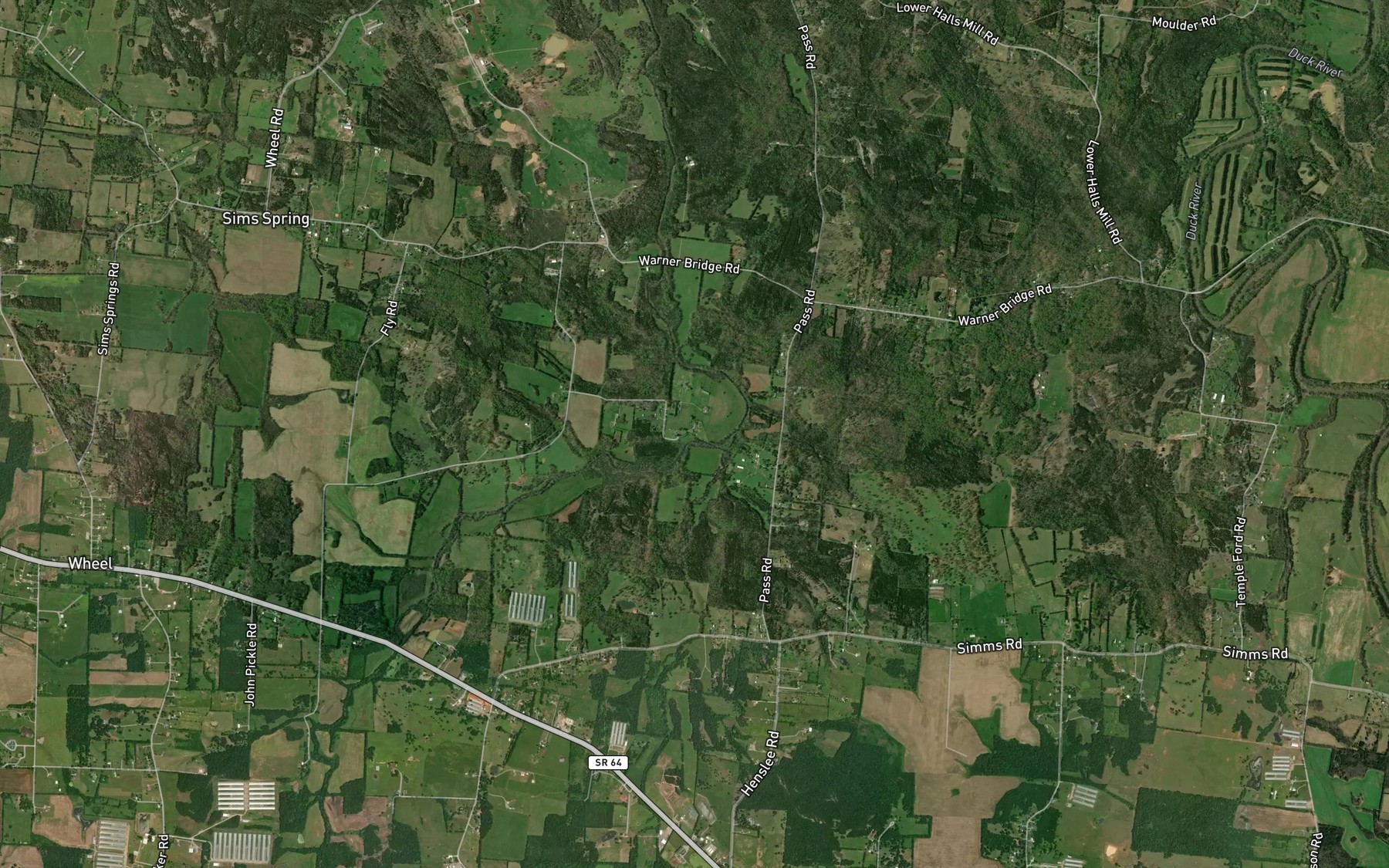 Satellite map of the Little Sinking Creek
