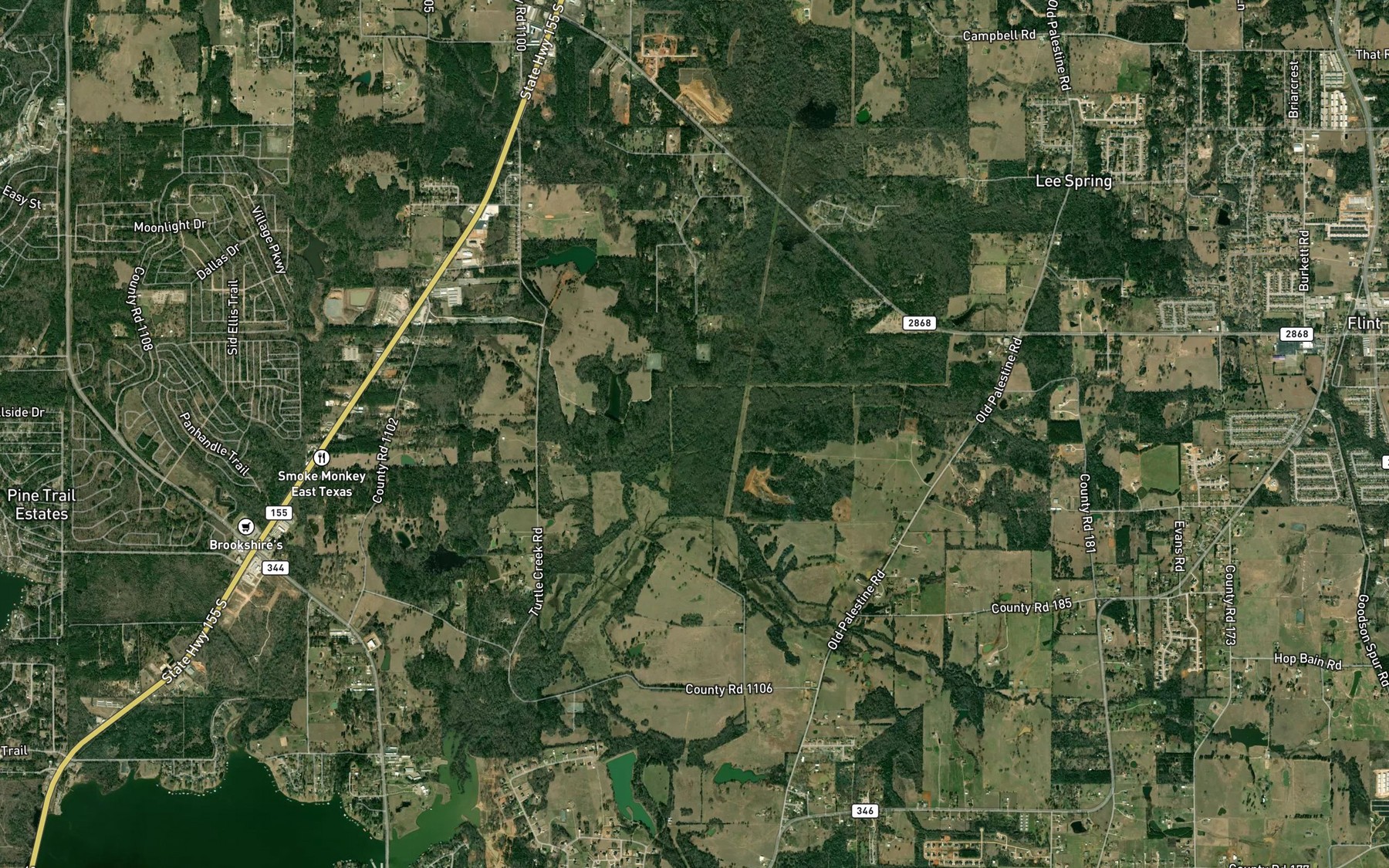 Satellite map of the Copperas Creek