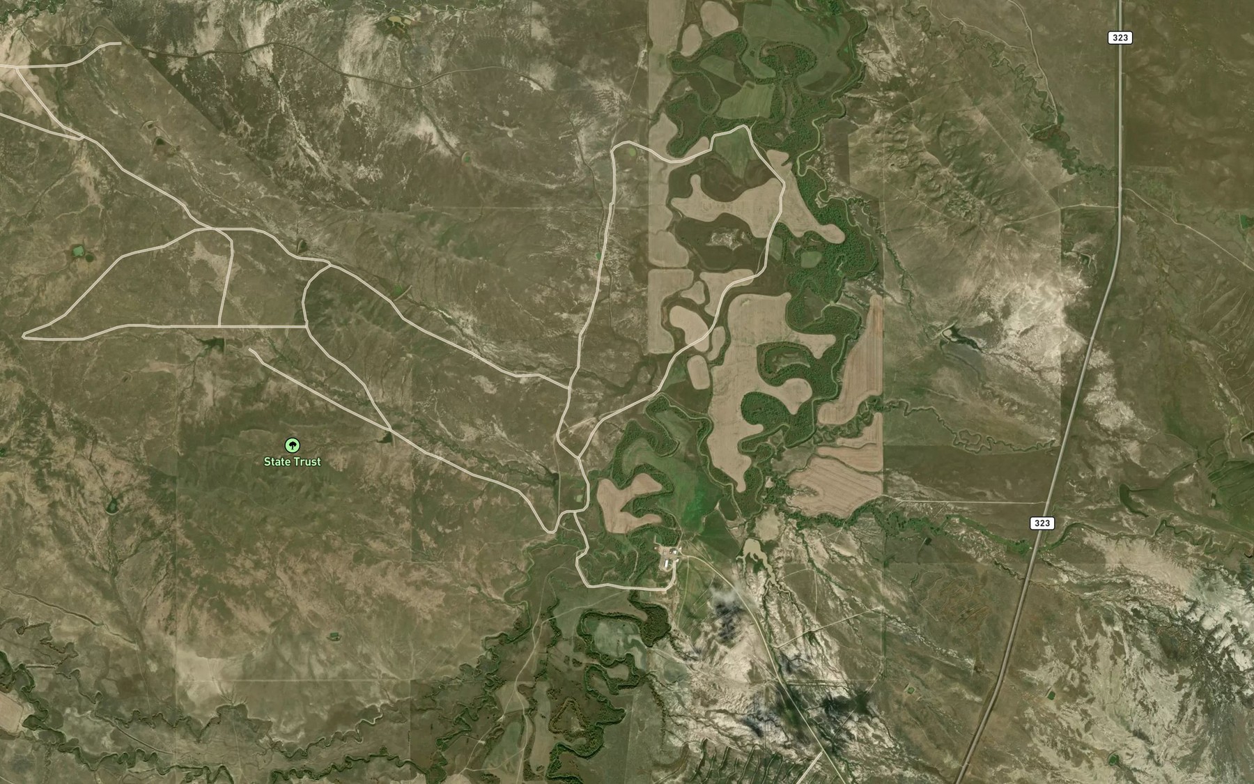 Satellite map of the School Section Creek