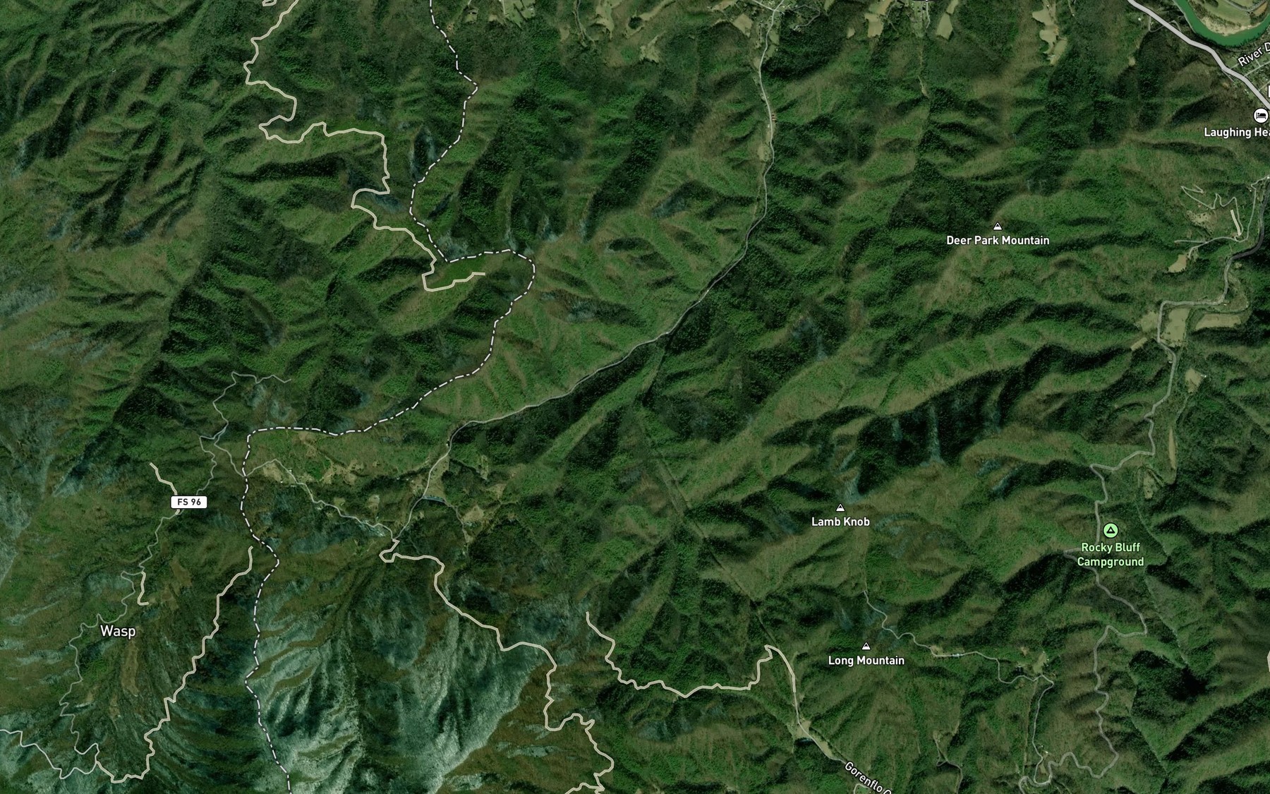 Satellite map of the Jones Branch
