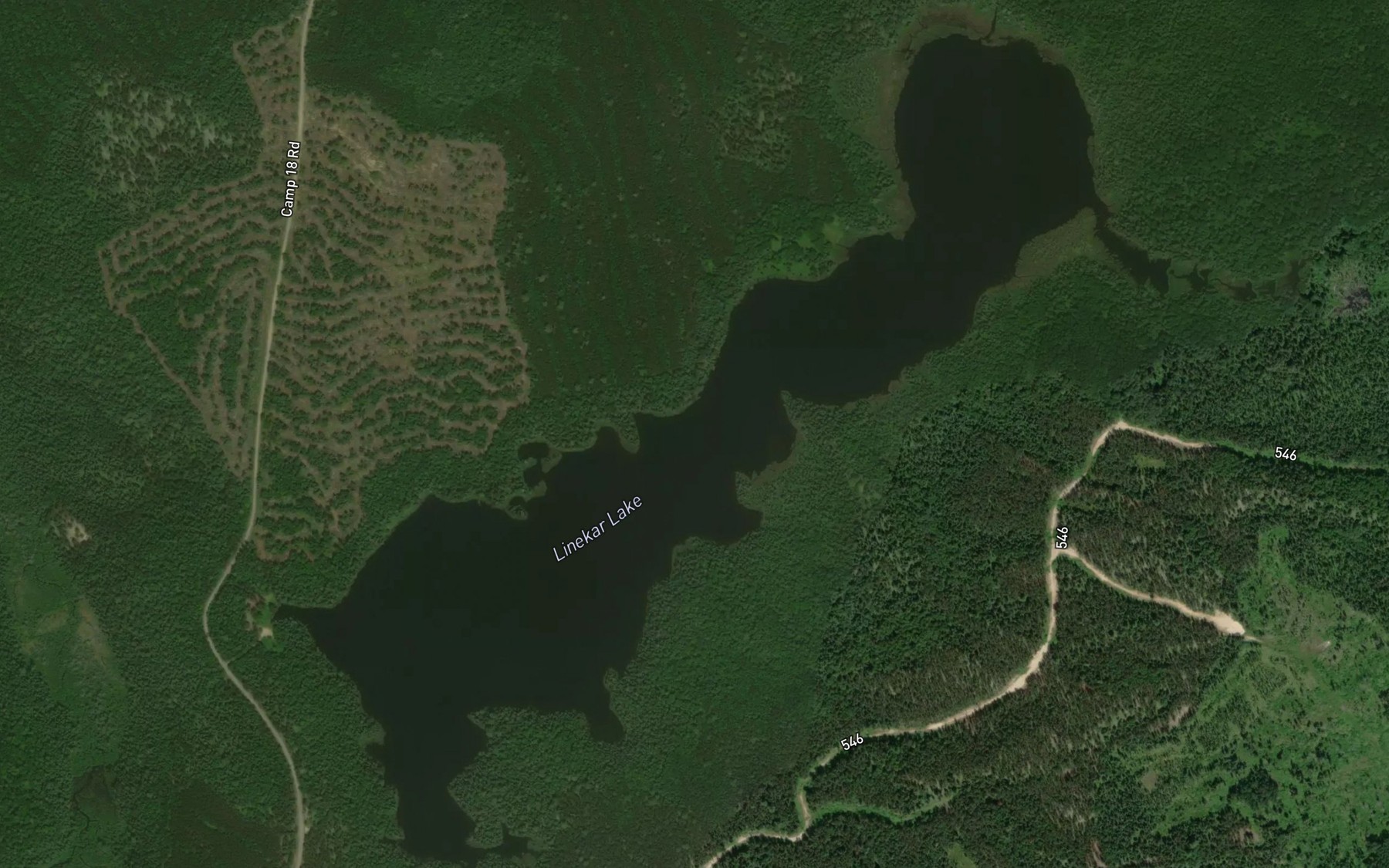 Satellite map of the Linekar Lake