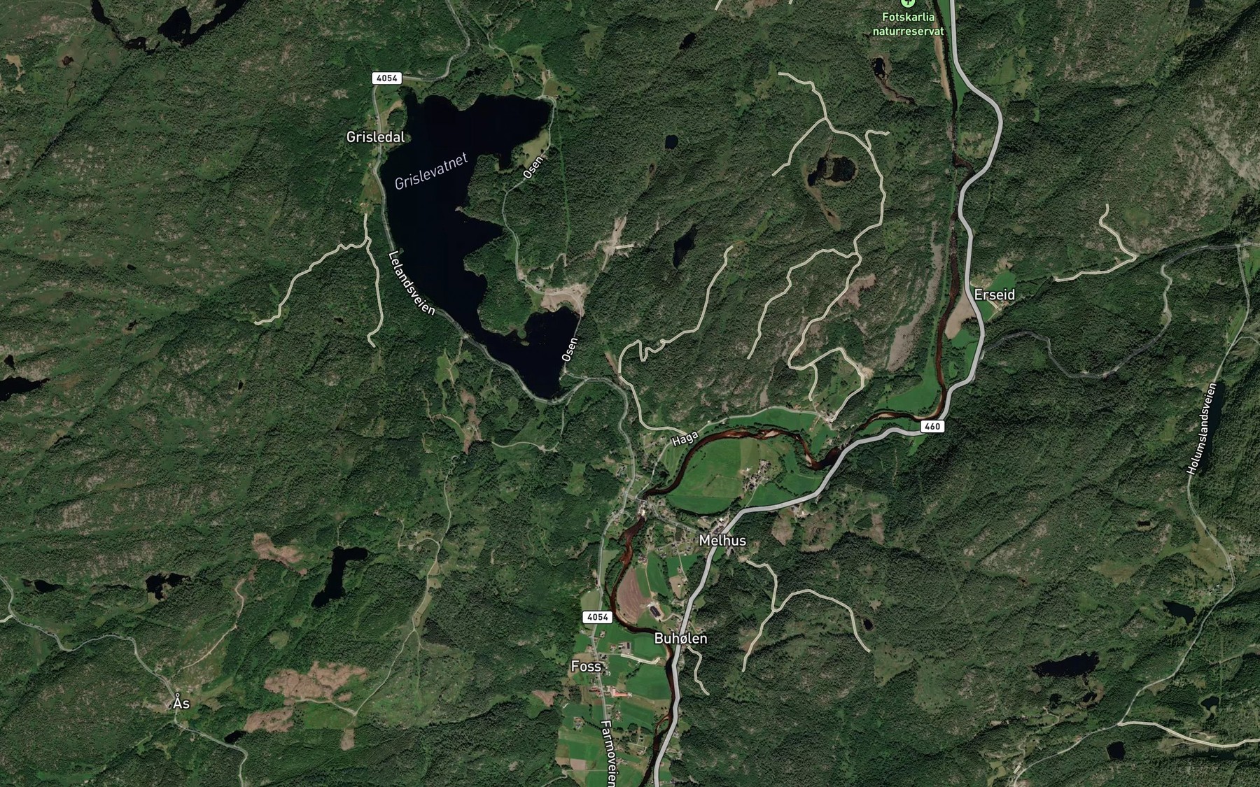 Satellite map of the Grislebekken