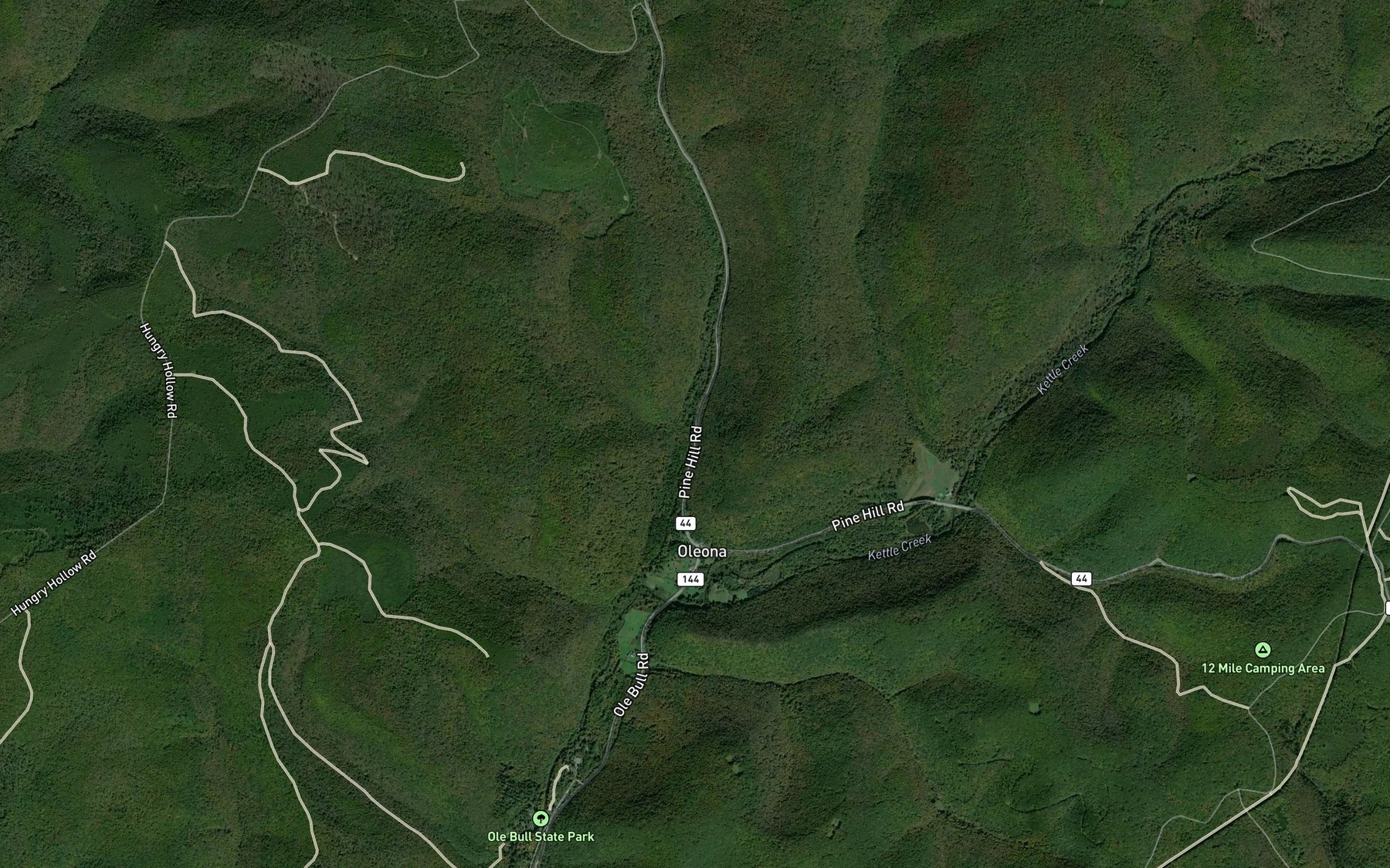 Satellite map of the Miller Run