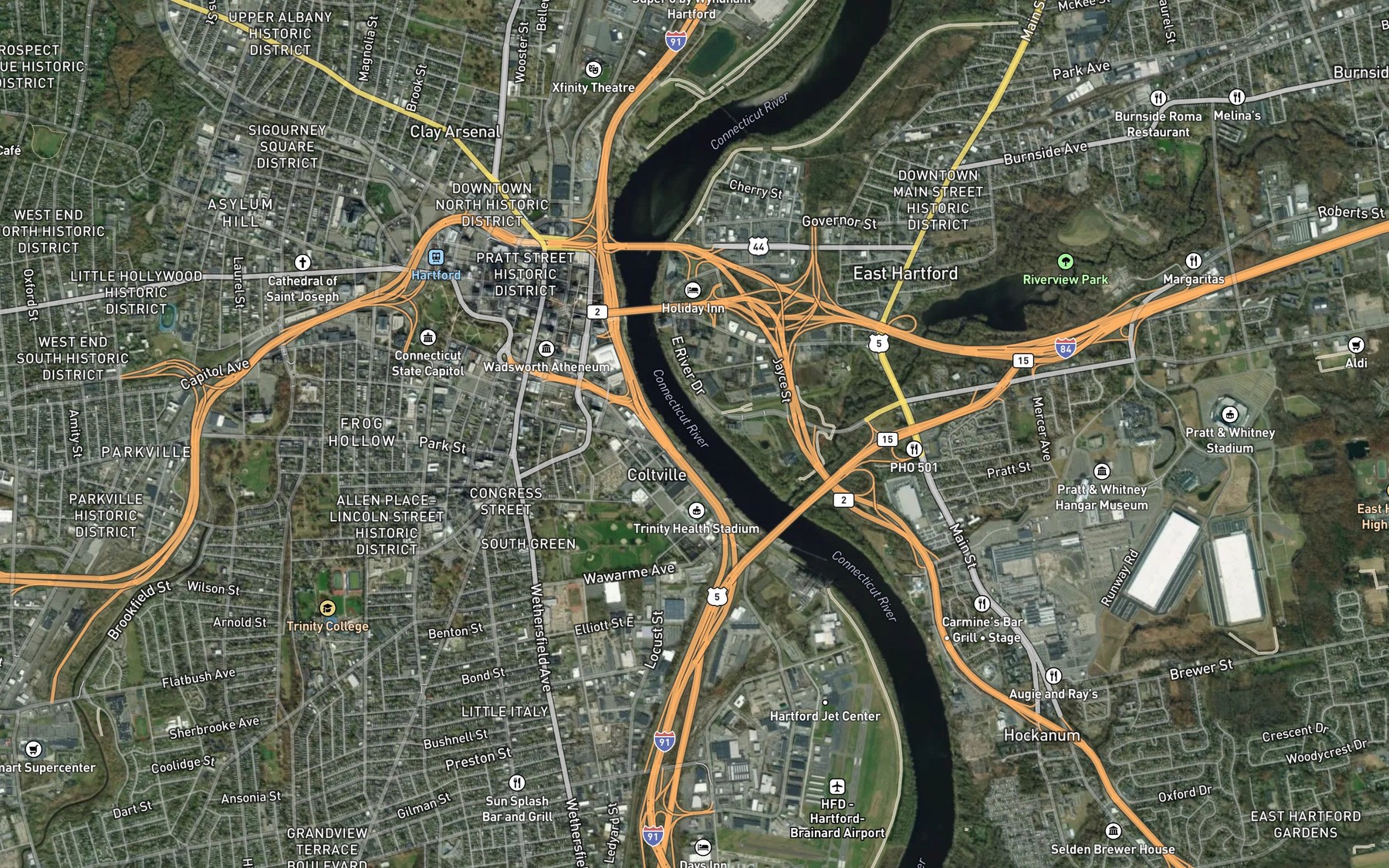 Satellite map of the Bell Pond