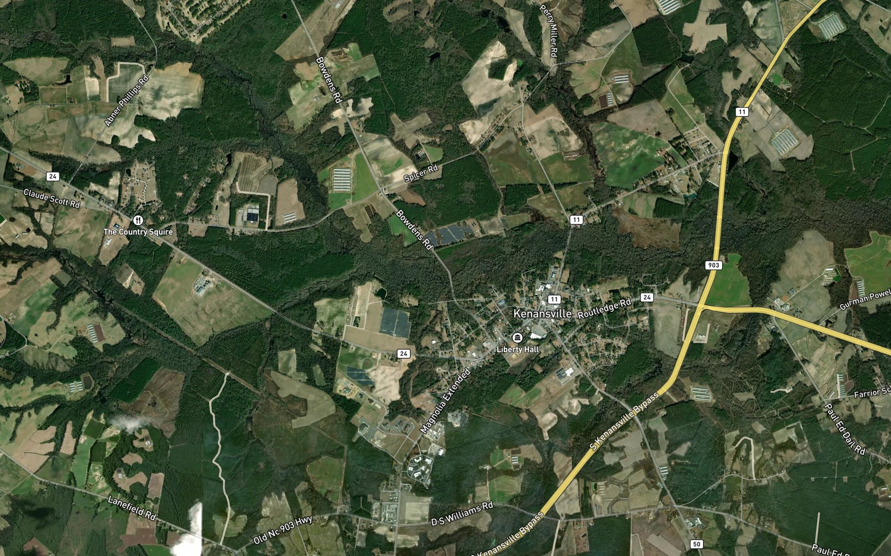 Satellite map of the Mill Branch