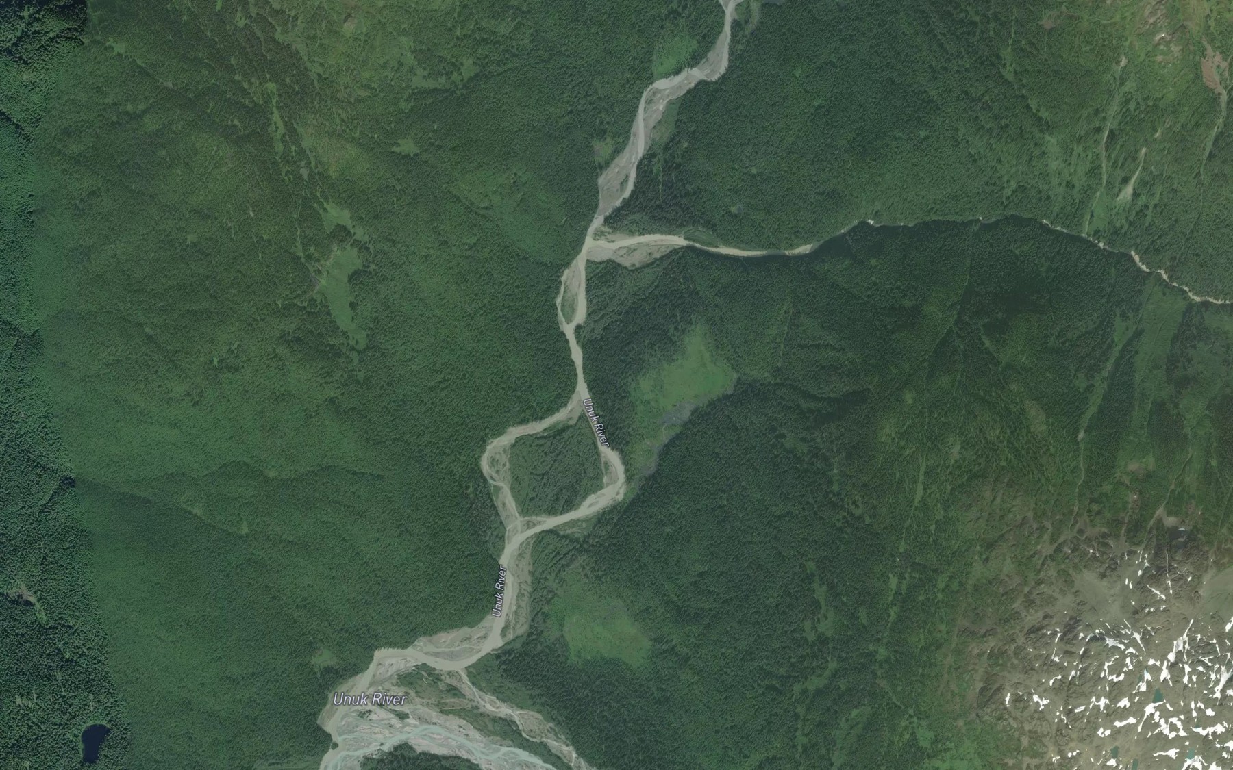 Satellite map of the Sulphurets Creek