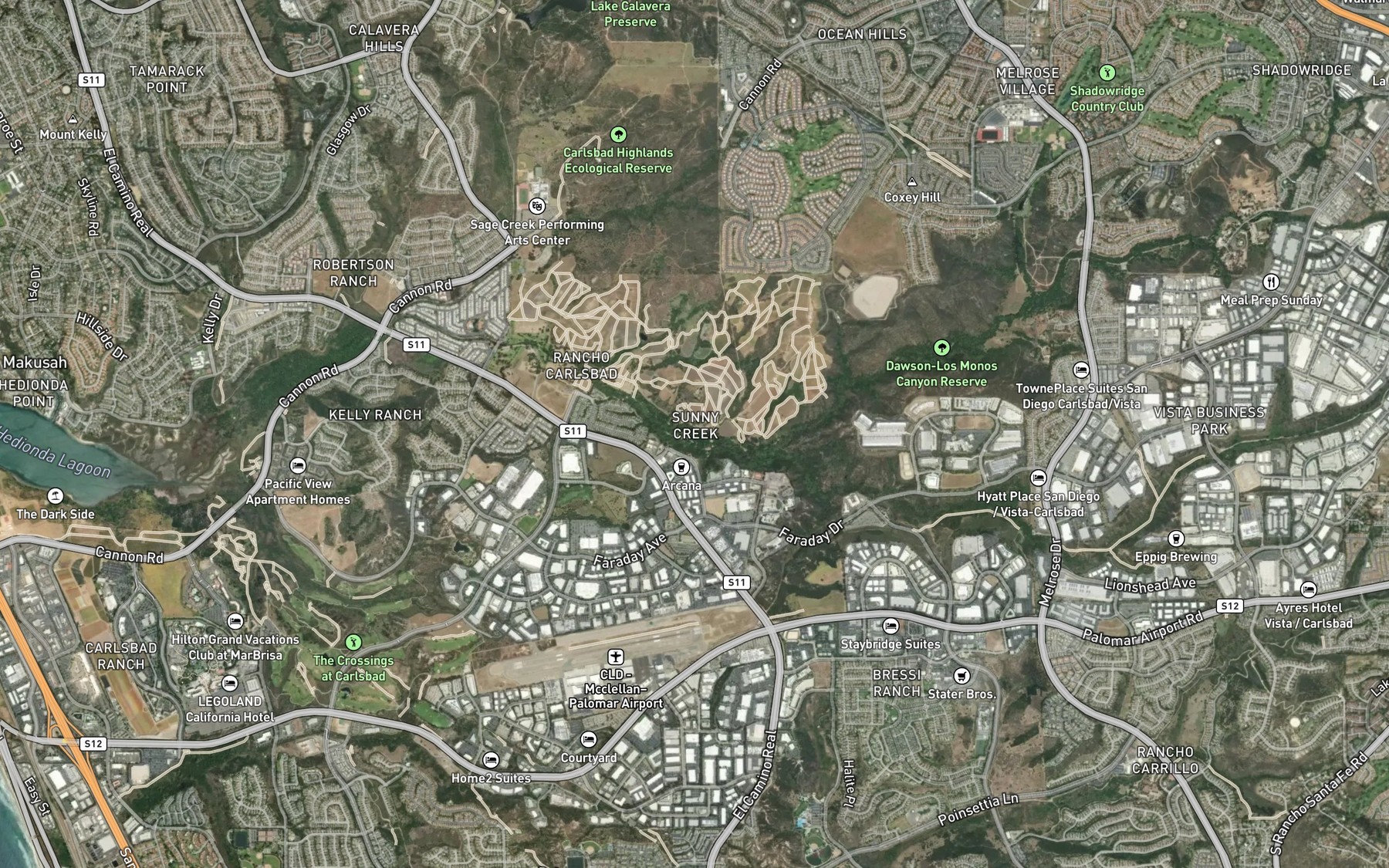 Satellite map of the Oak Lake