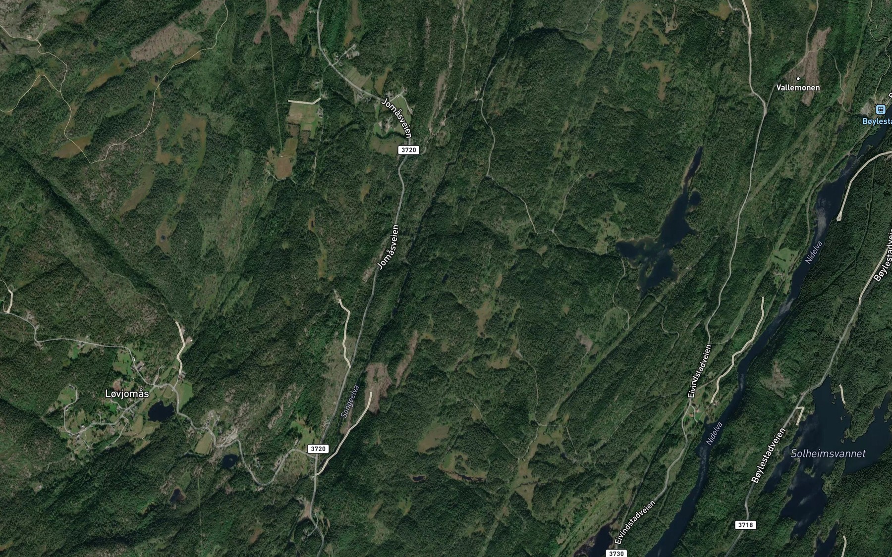 Satellite map of the Hestetjonn