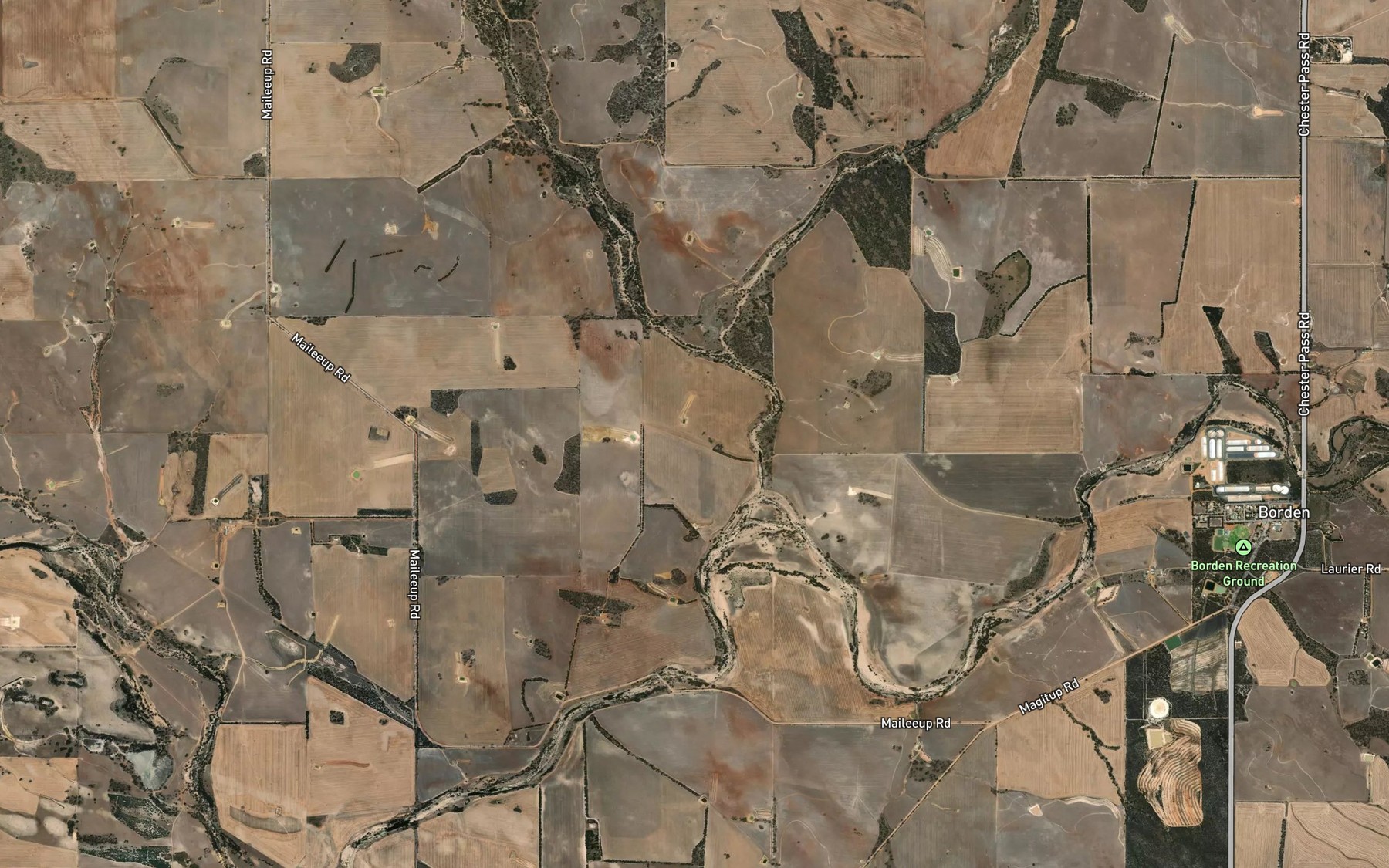 Satellite map of the Warperup Creek
