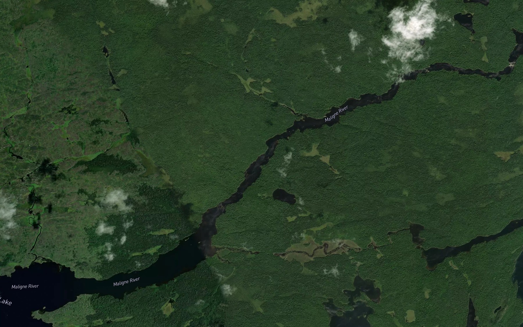 Satellite map of the Flat Rapids