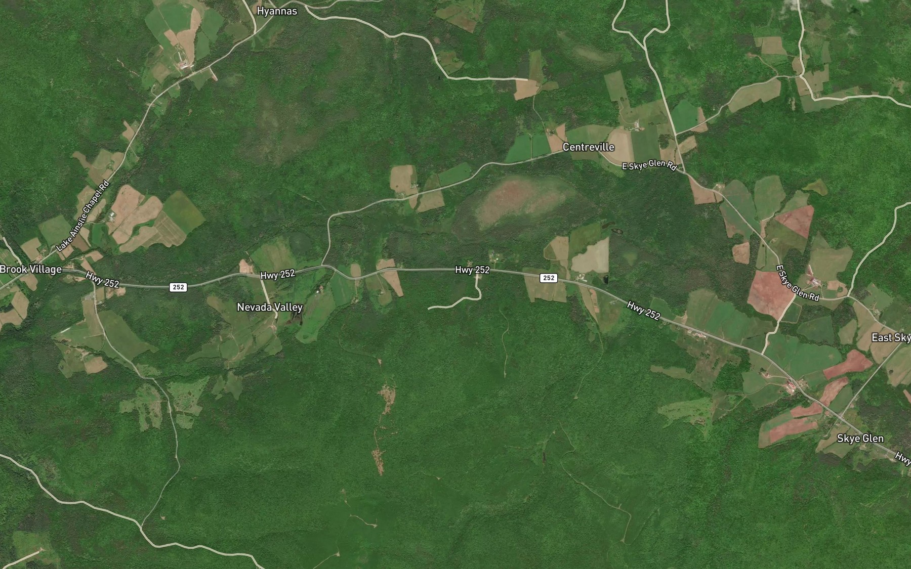 Satellite map of the MacQuarrie Brook