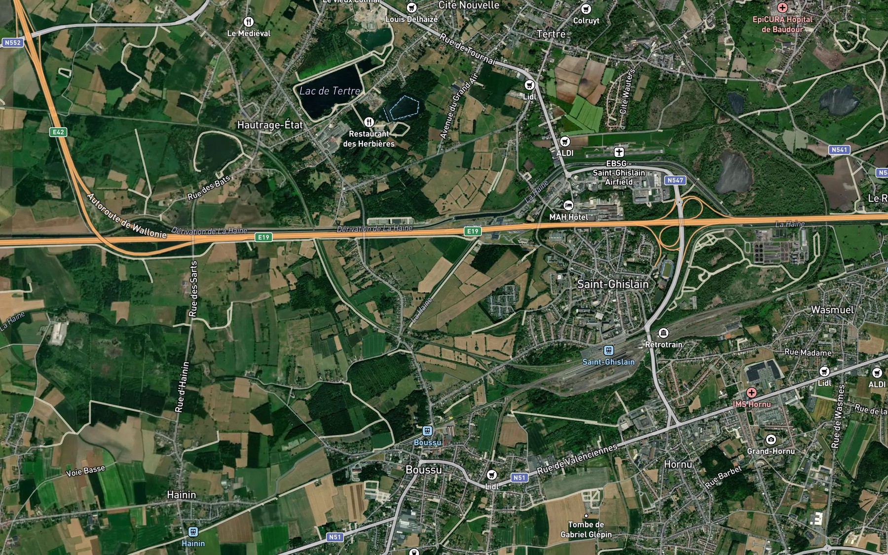 Satellite map of the Haine