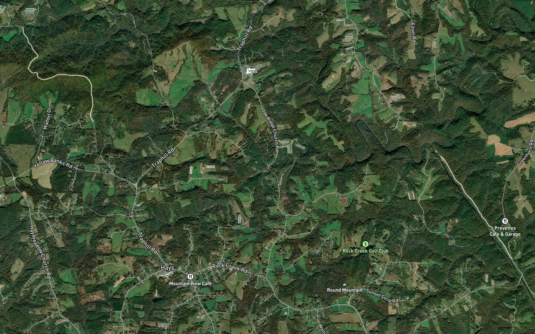 Satellite map of the Wolf Branch