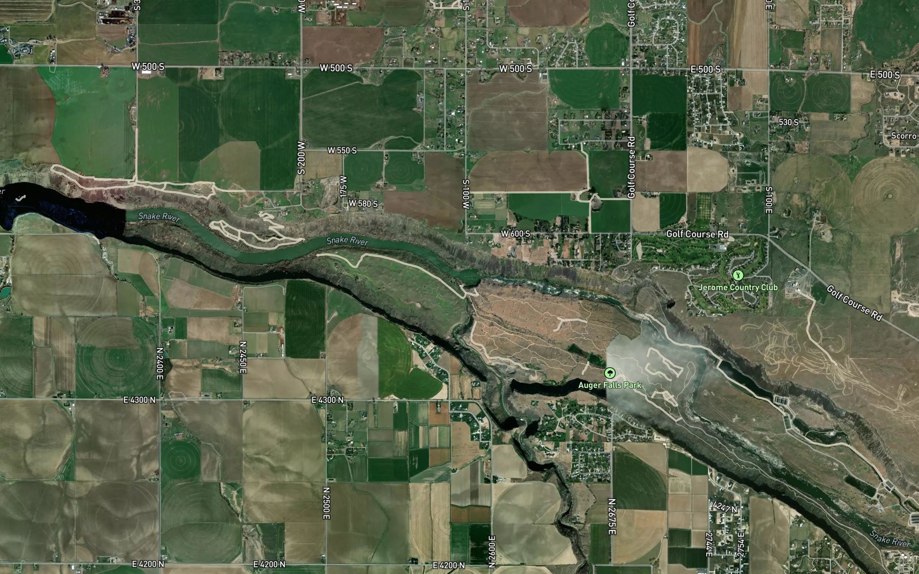 Satellite map of the Rock Creek