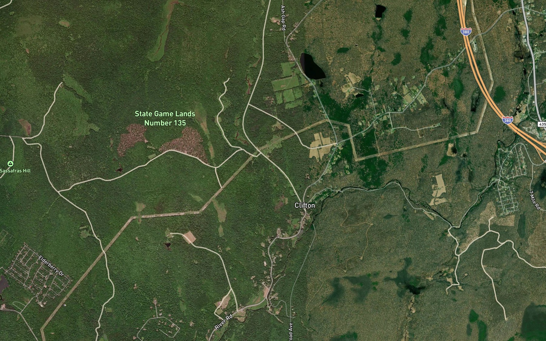 Satellite map of the Fenner Mill Run