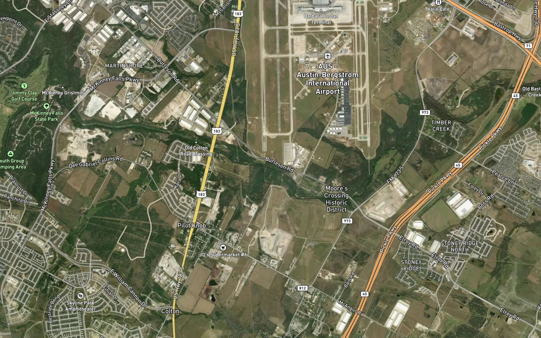 Satellite map of the Cottonmouth Creek