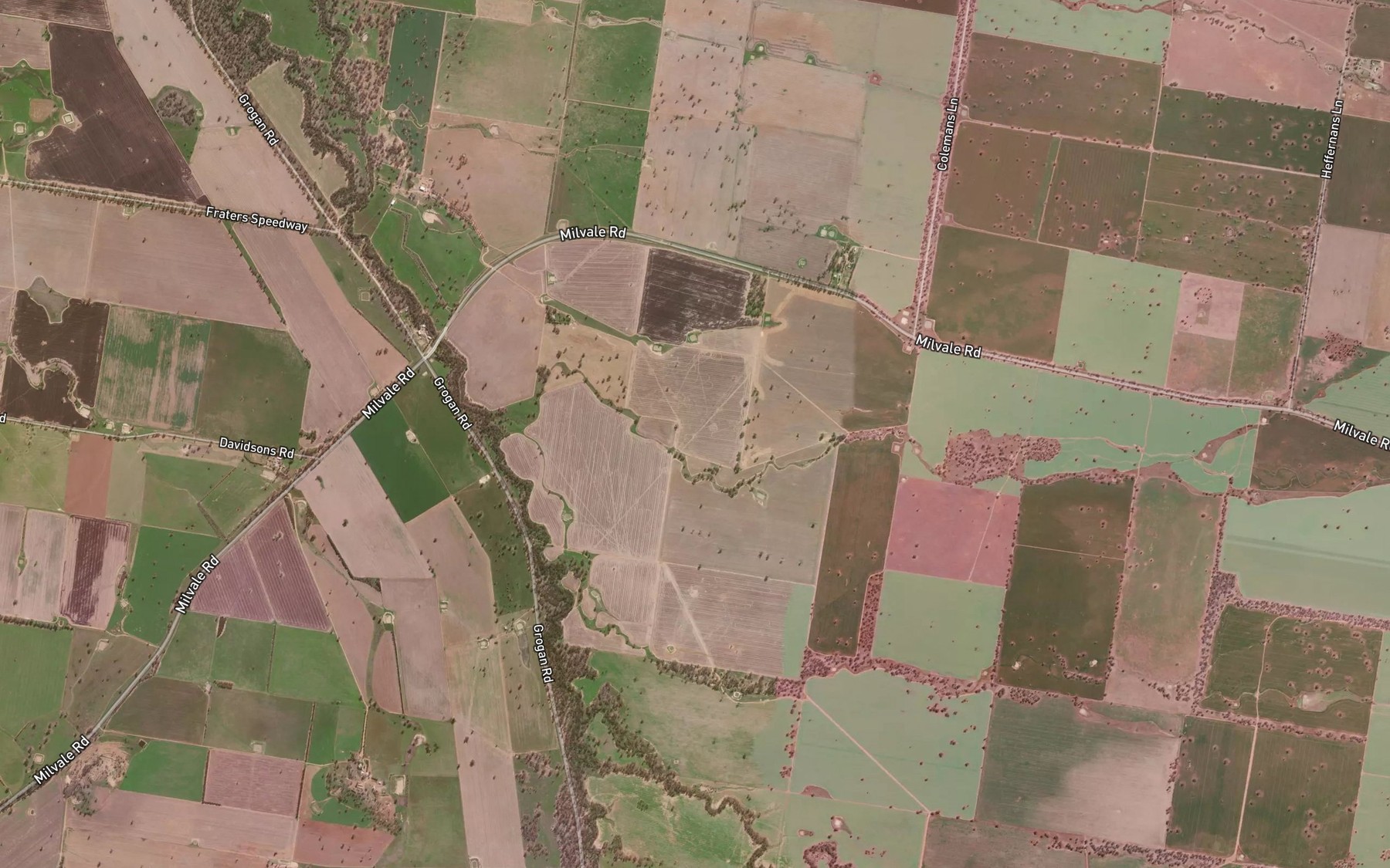 Satellite map of the Tumbleton Creek