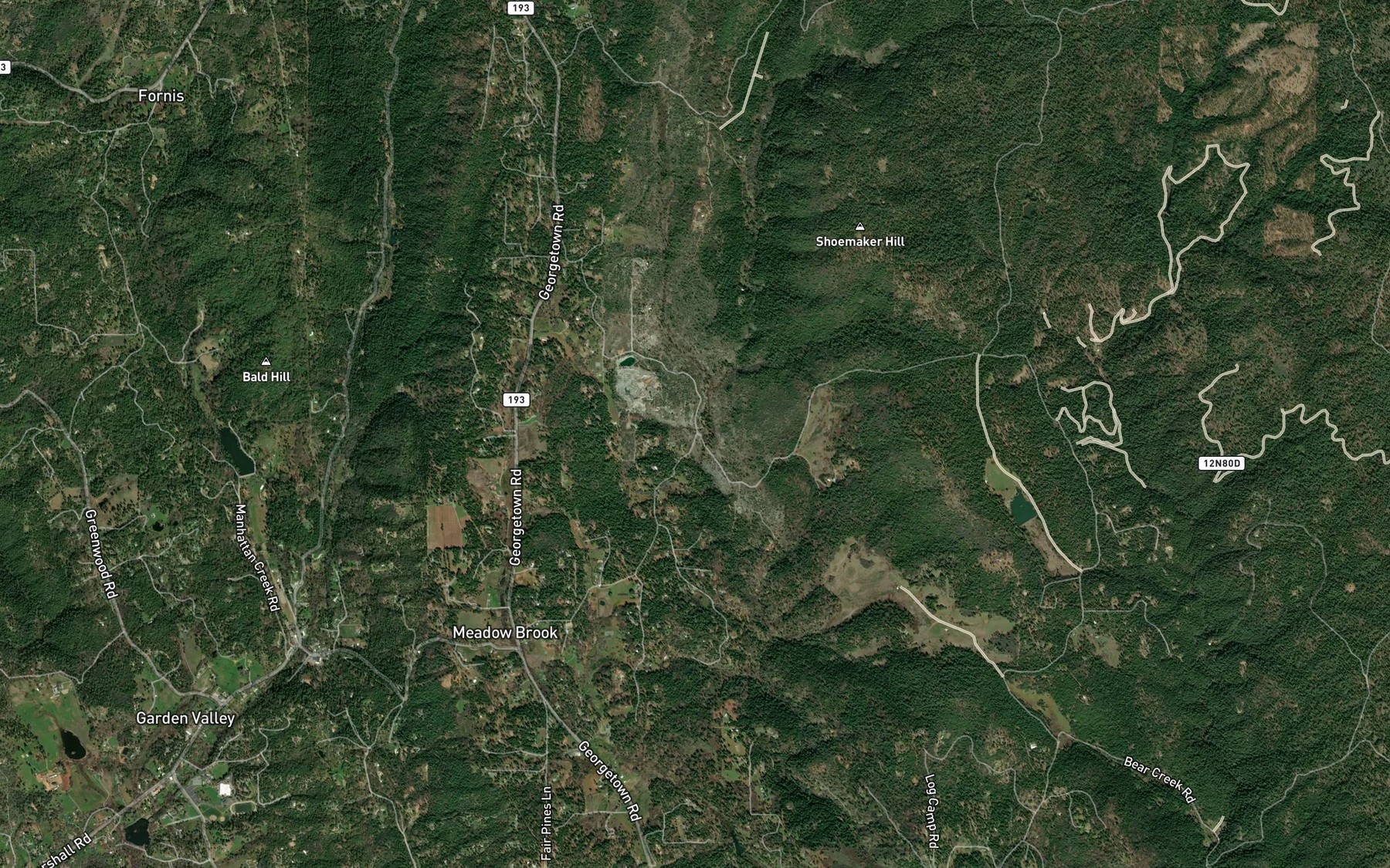 Satellite map of the Slat Creek