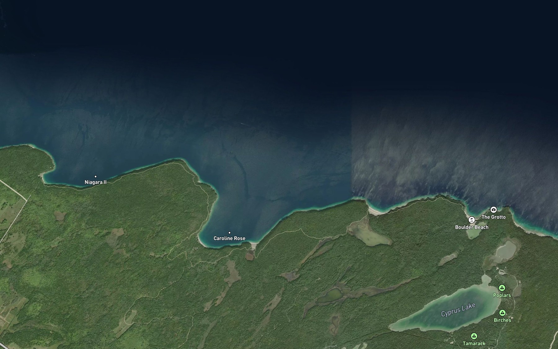 Satellite map of the Driftwood Cove