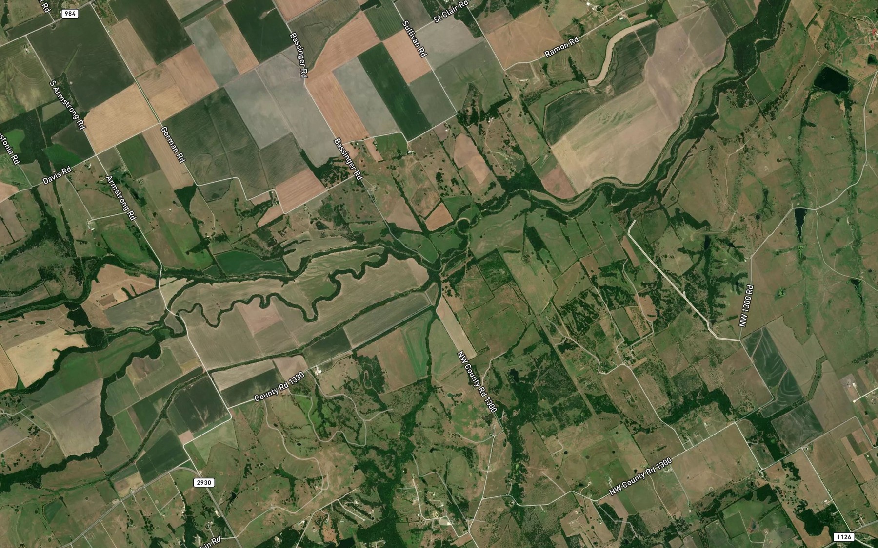 Satellite map of the Cryer Creek