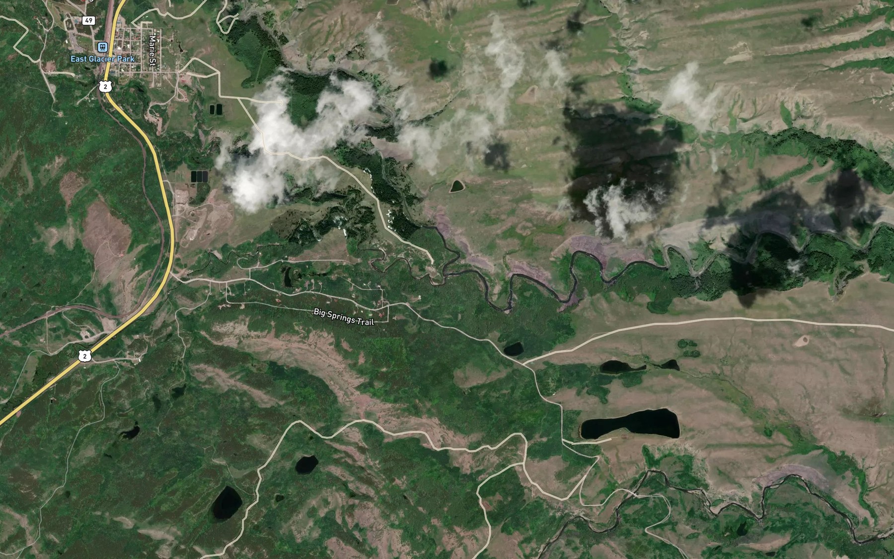Satellite map of the Midvale Creek