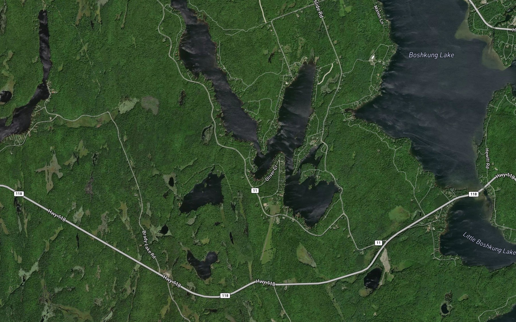 Satellite map of the Hindon Creek