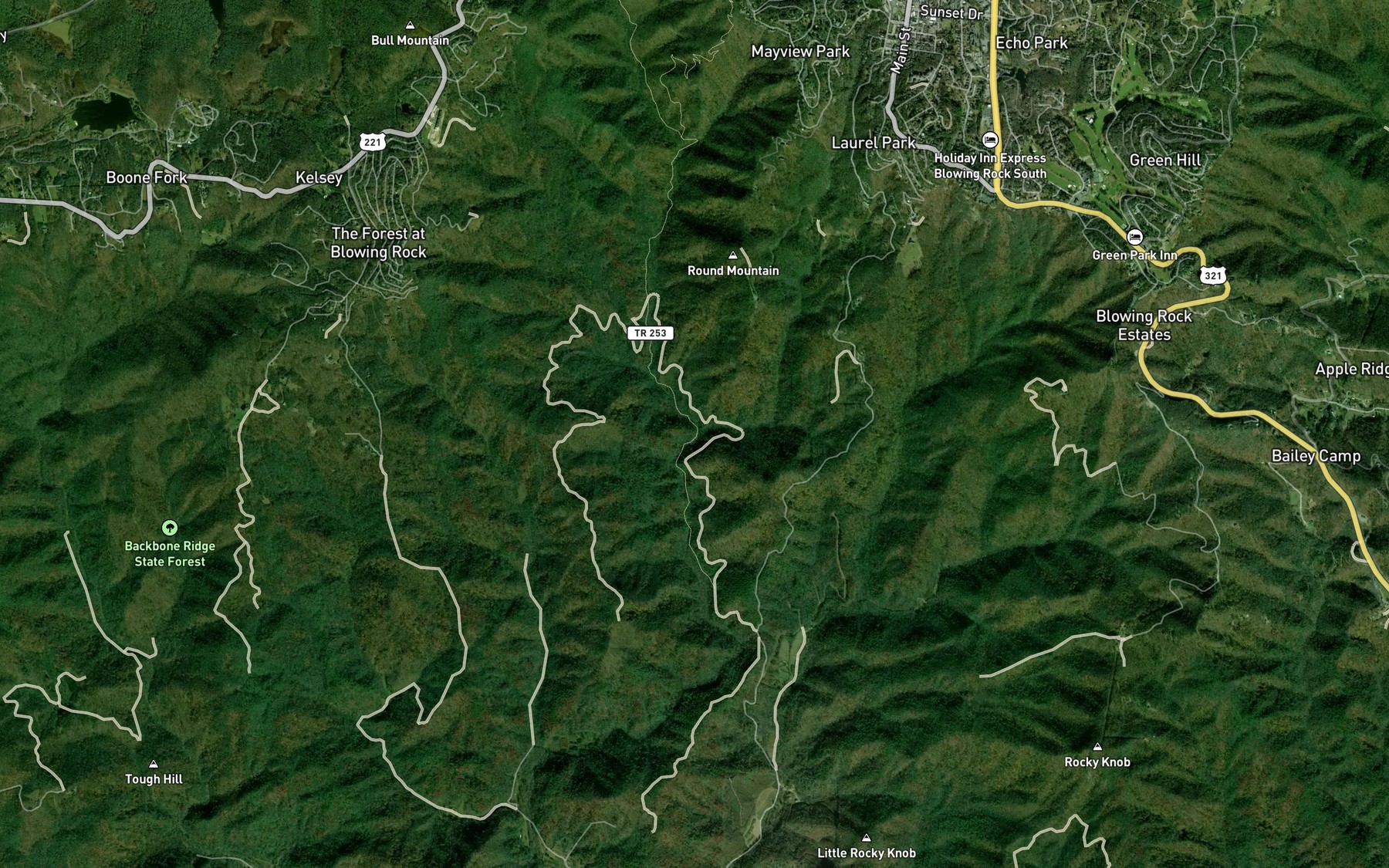Satellite map of the New Years Creek
