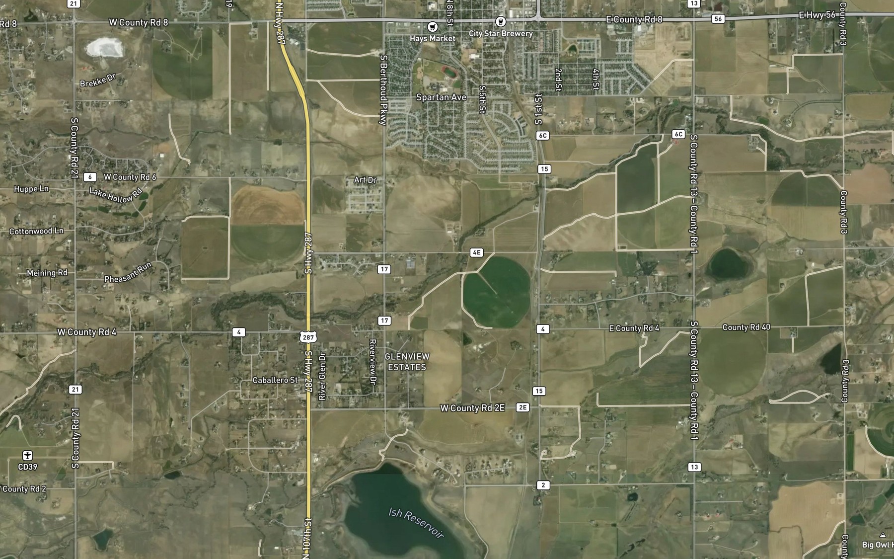 Satellite map of the Osborne Caywood Ditch