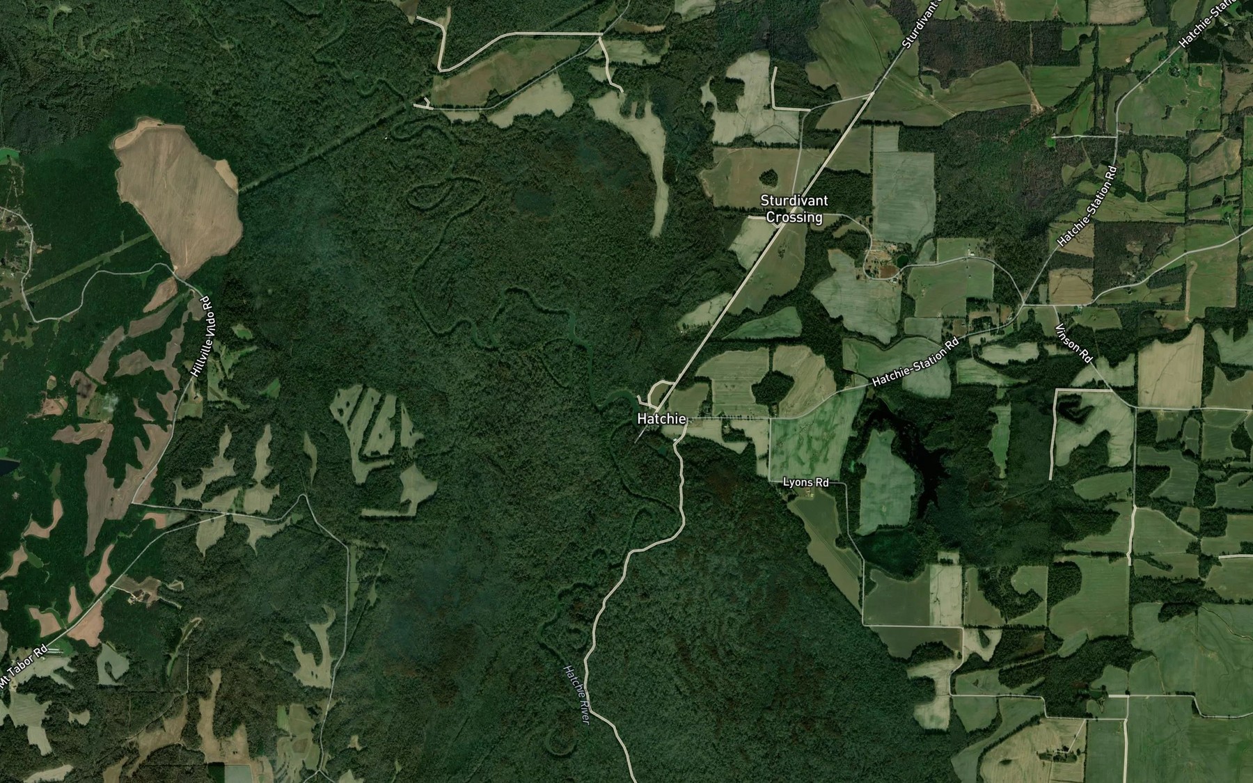 Satellite map of the Pennycost Creek