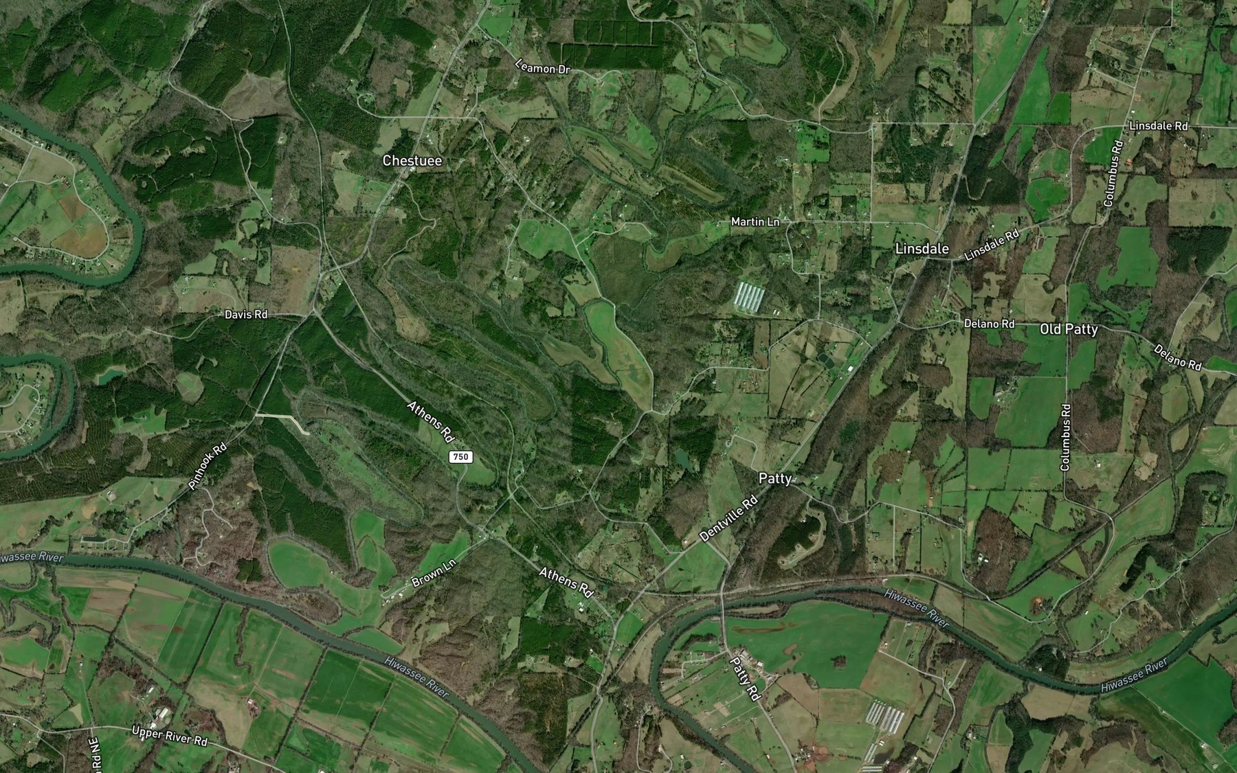Satellite map of the Davis Branch