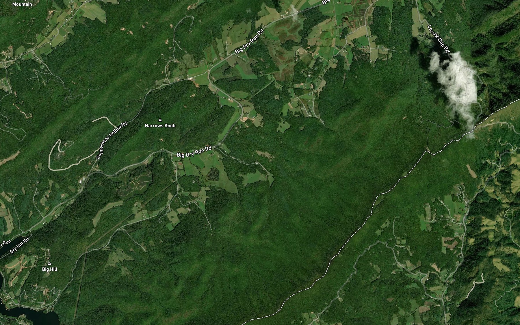 Satellite map of the Tom Baker Branch