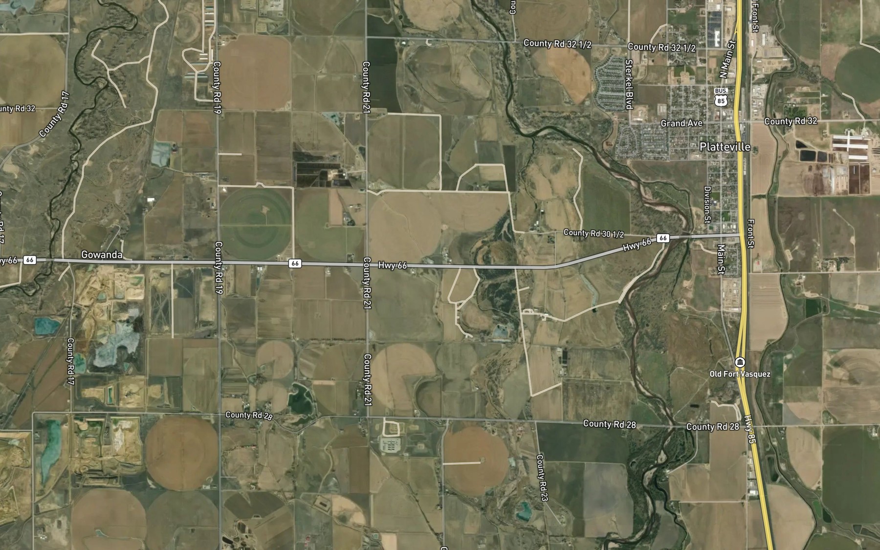 Satellite map of the Beeman Ditch