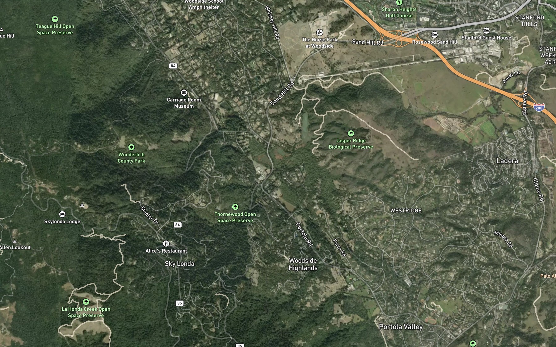 Satellite map of the Sausal Creek