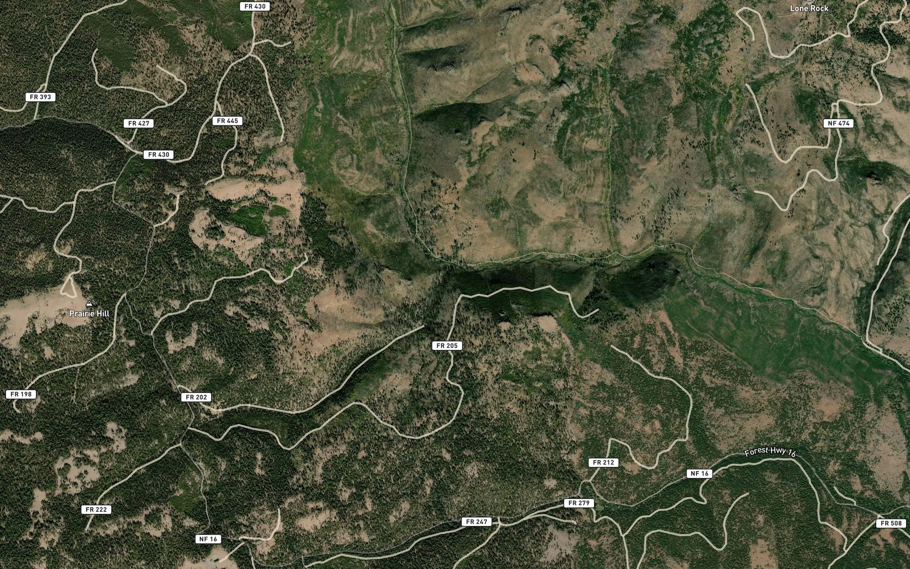 Satellite map of the Hunter Creek
