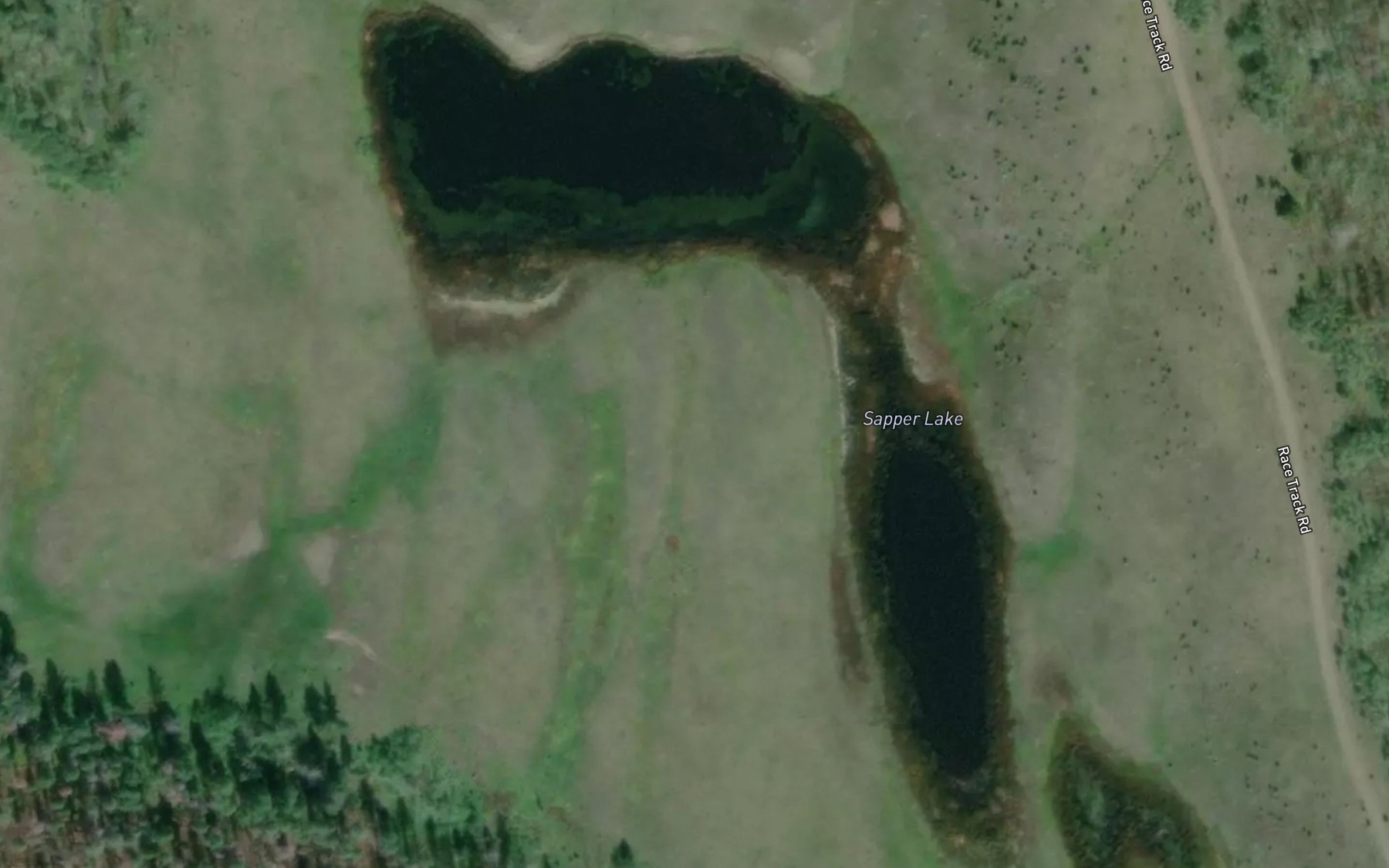 Satellite map of the Sapper Lake