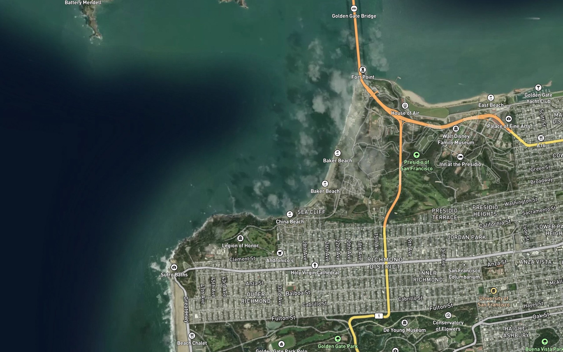 Satellite map of the South Bay