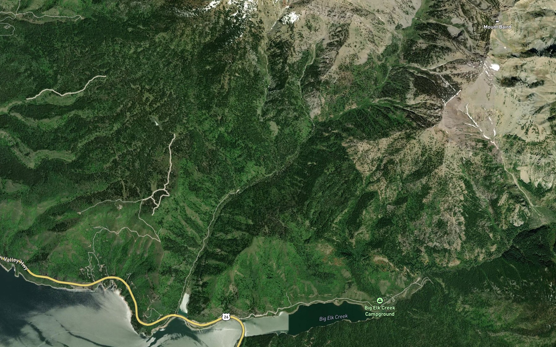 Satellite map of the Elbow Creek