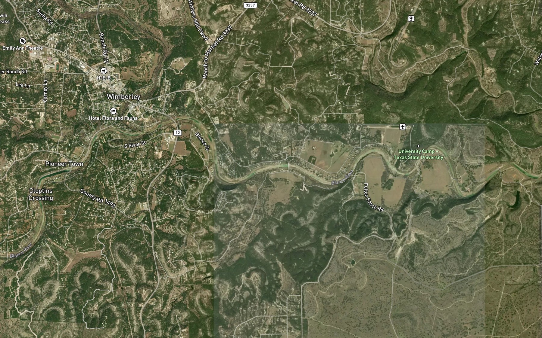 Satellite map of the Spoke Pile Creek