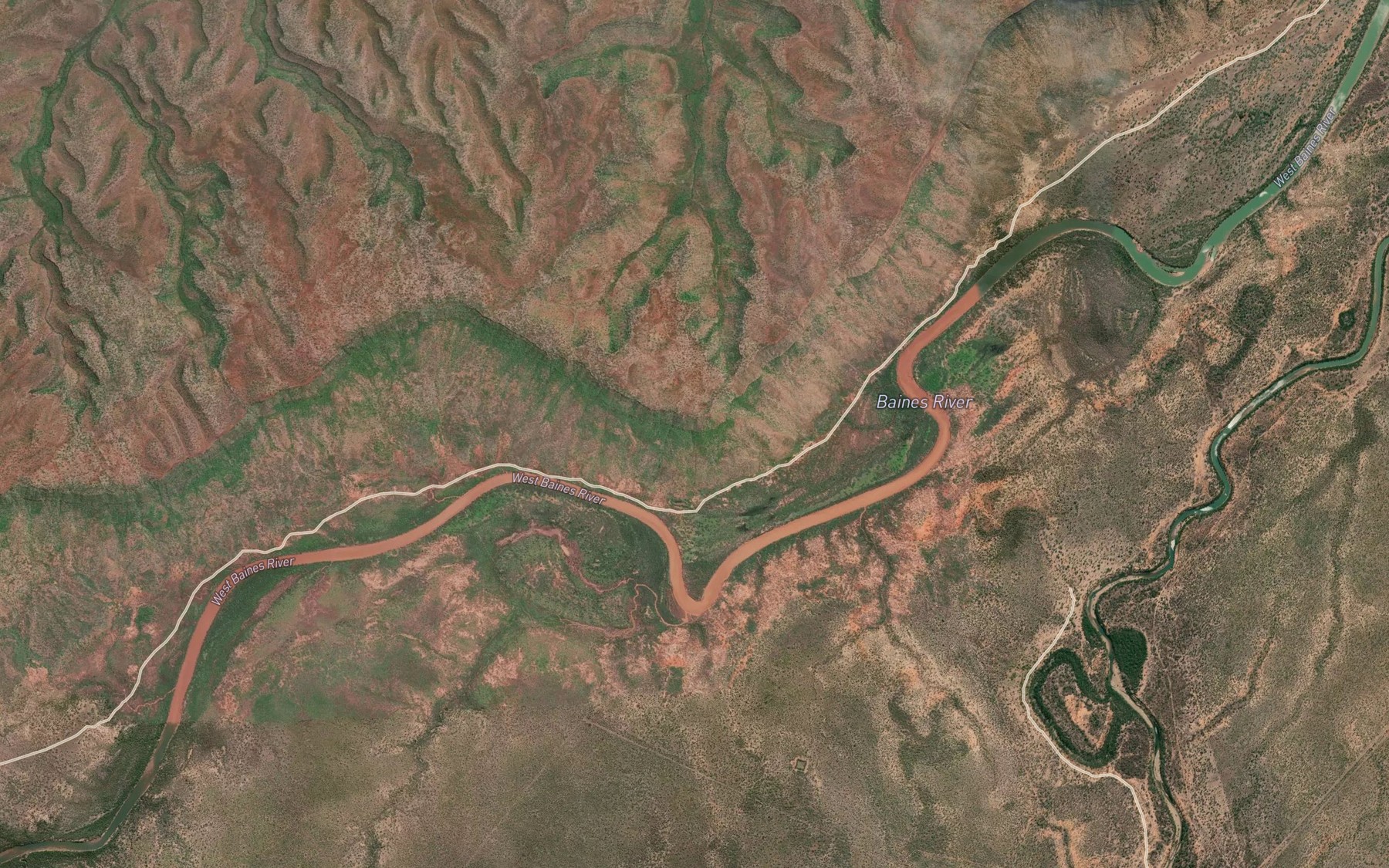 Satellite map of the East Baines River