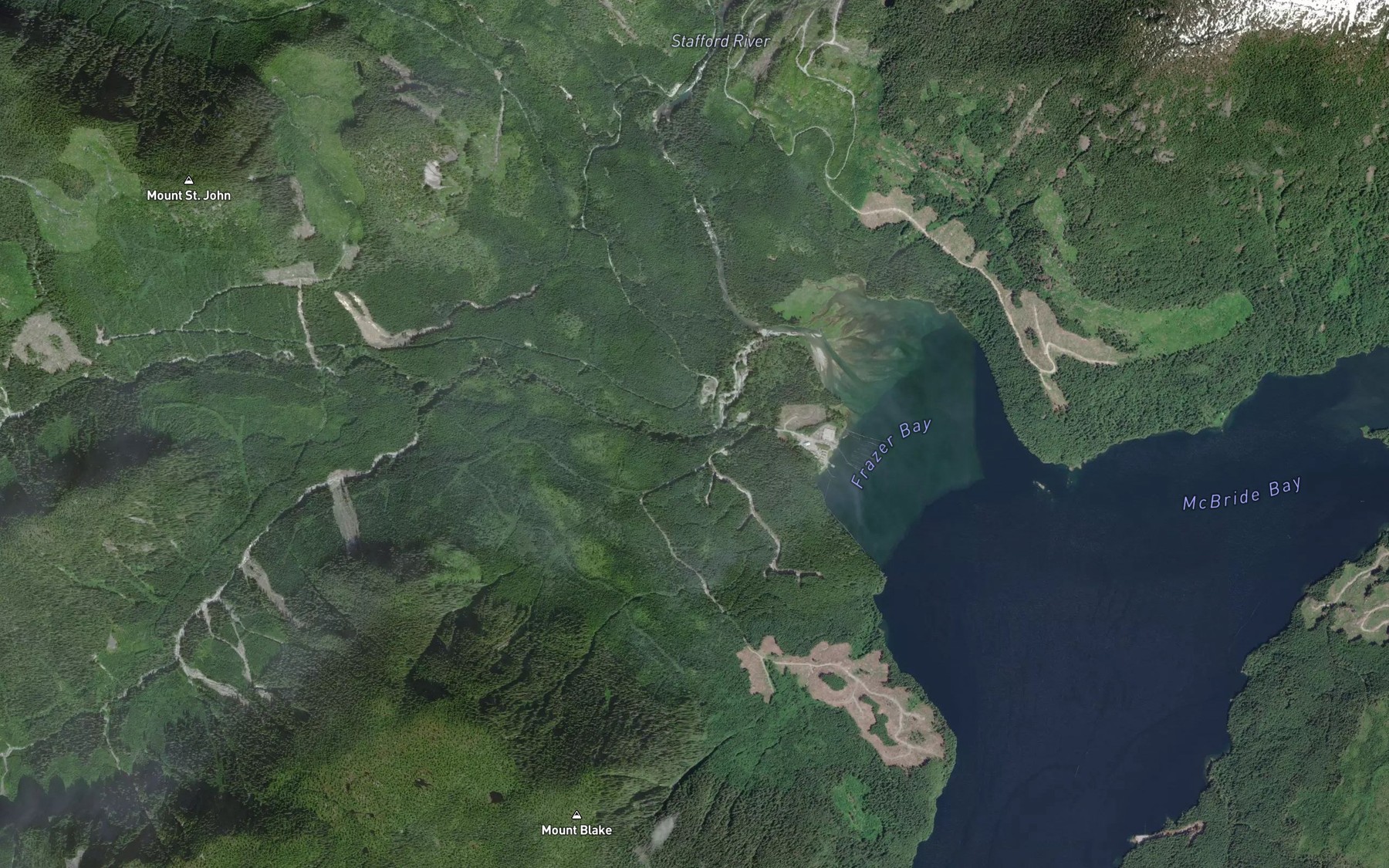 Satellite map of the Frazer Creek