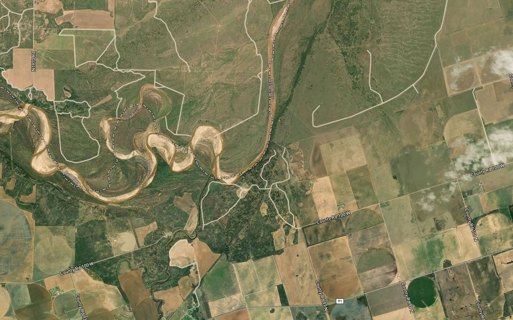 Satellite map of the Wanderers Creek