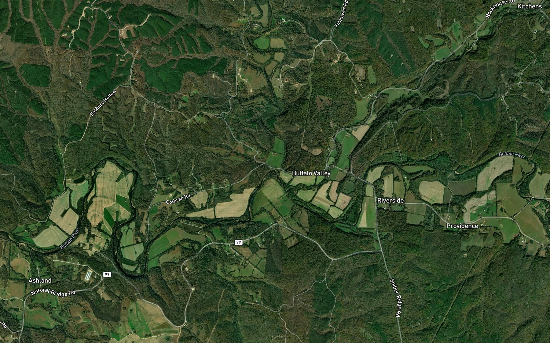 Satellite map of the Trace Creek